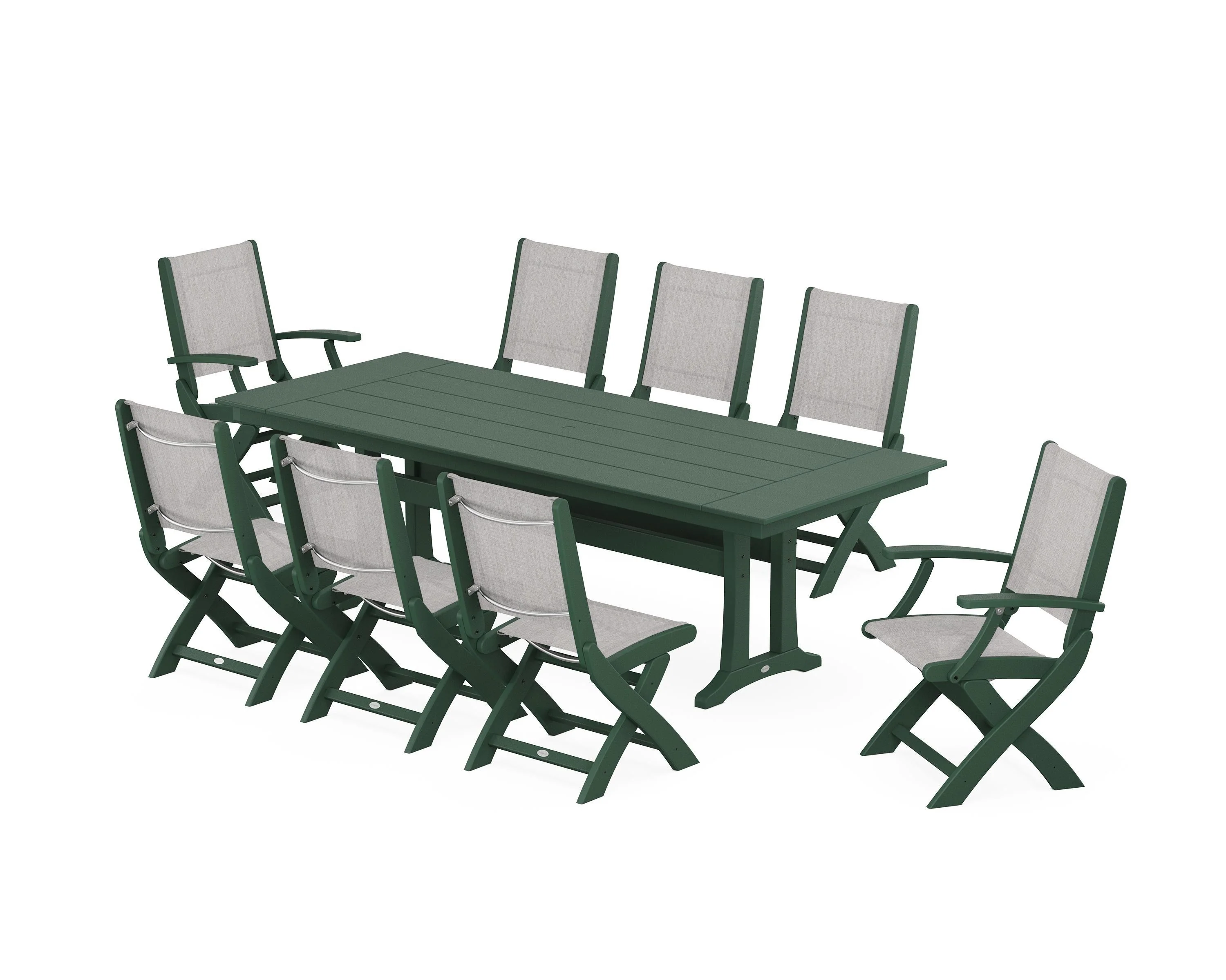Coastal 9-Piece Folding Dining Chair Farmhouse Dining Set with Trestle Legs - Image 32