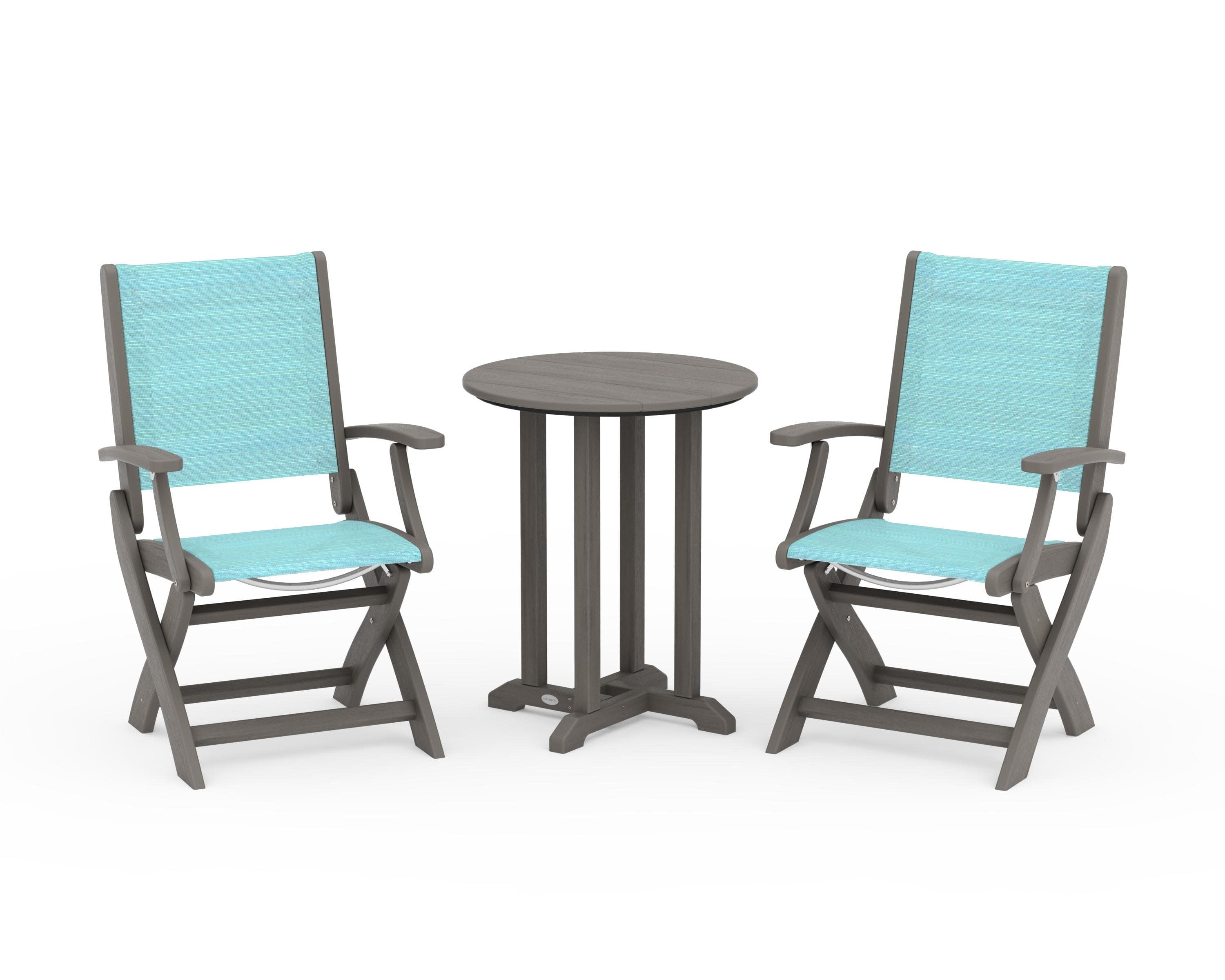 Coastal Folding 3-Piece Round Bistro Dining Set - Image 105