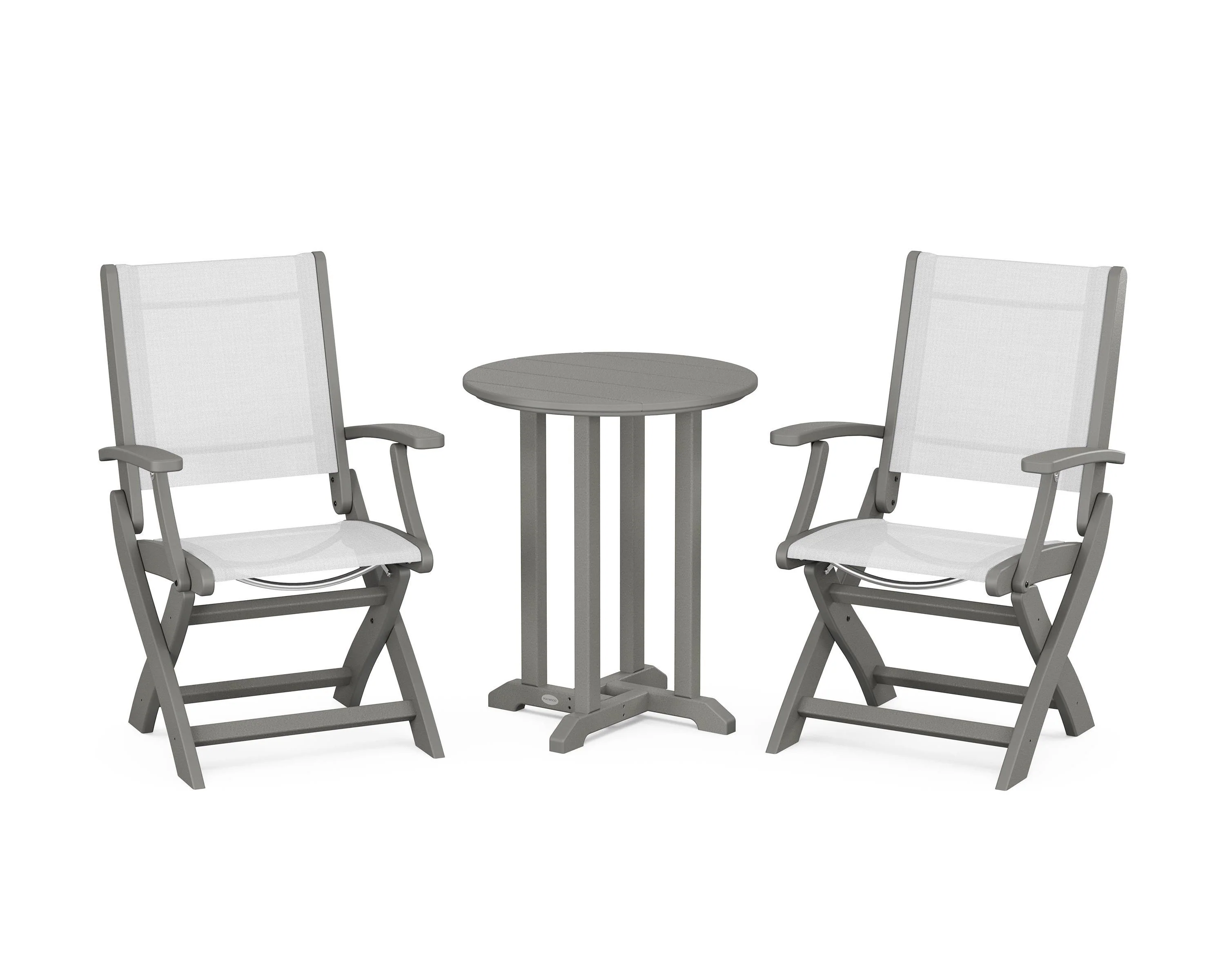 Coastal Folding 3-Piece Round Bistro Dining Set - Image 17