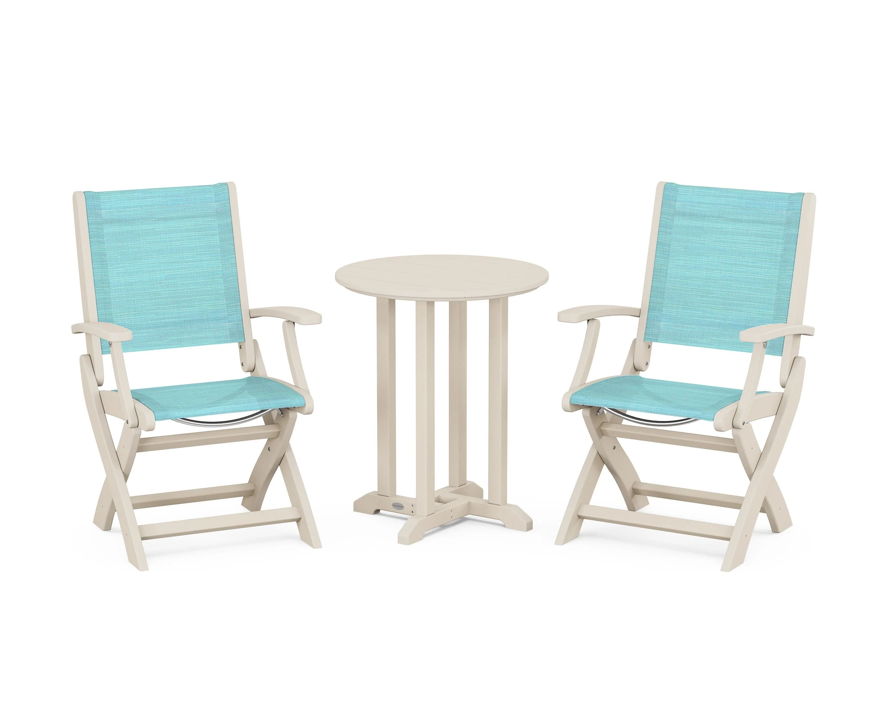 Coastal Folding 3-Piece Round Bistro Dining Set - Image 31