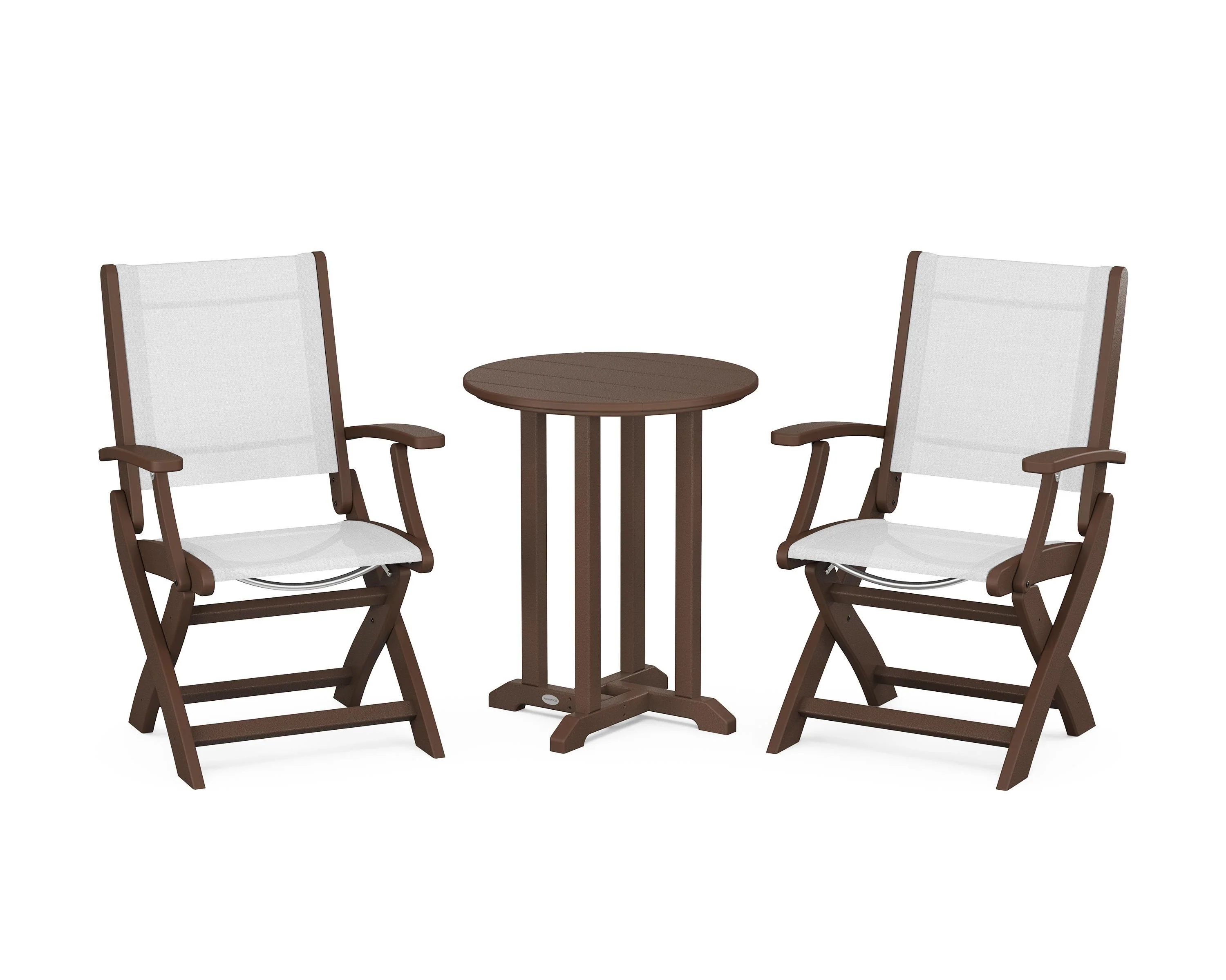 Coastal Folding 3-Piece Round Bistro Dining Set - Image 4