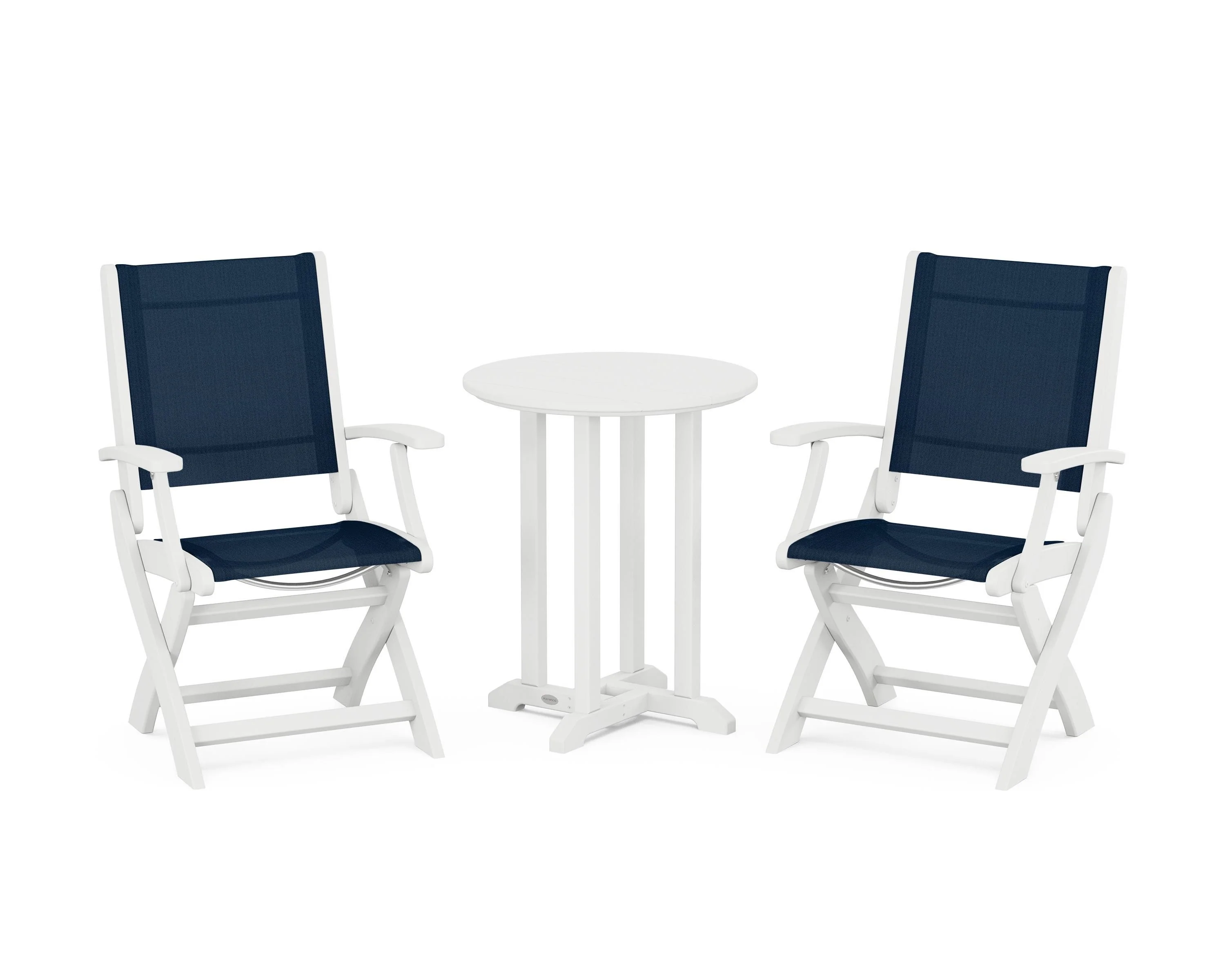 Coastal Folding 3-Piece Round Bistro Dining Set - Image 5