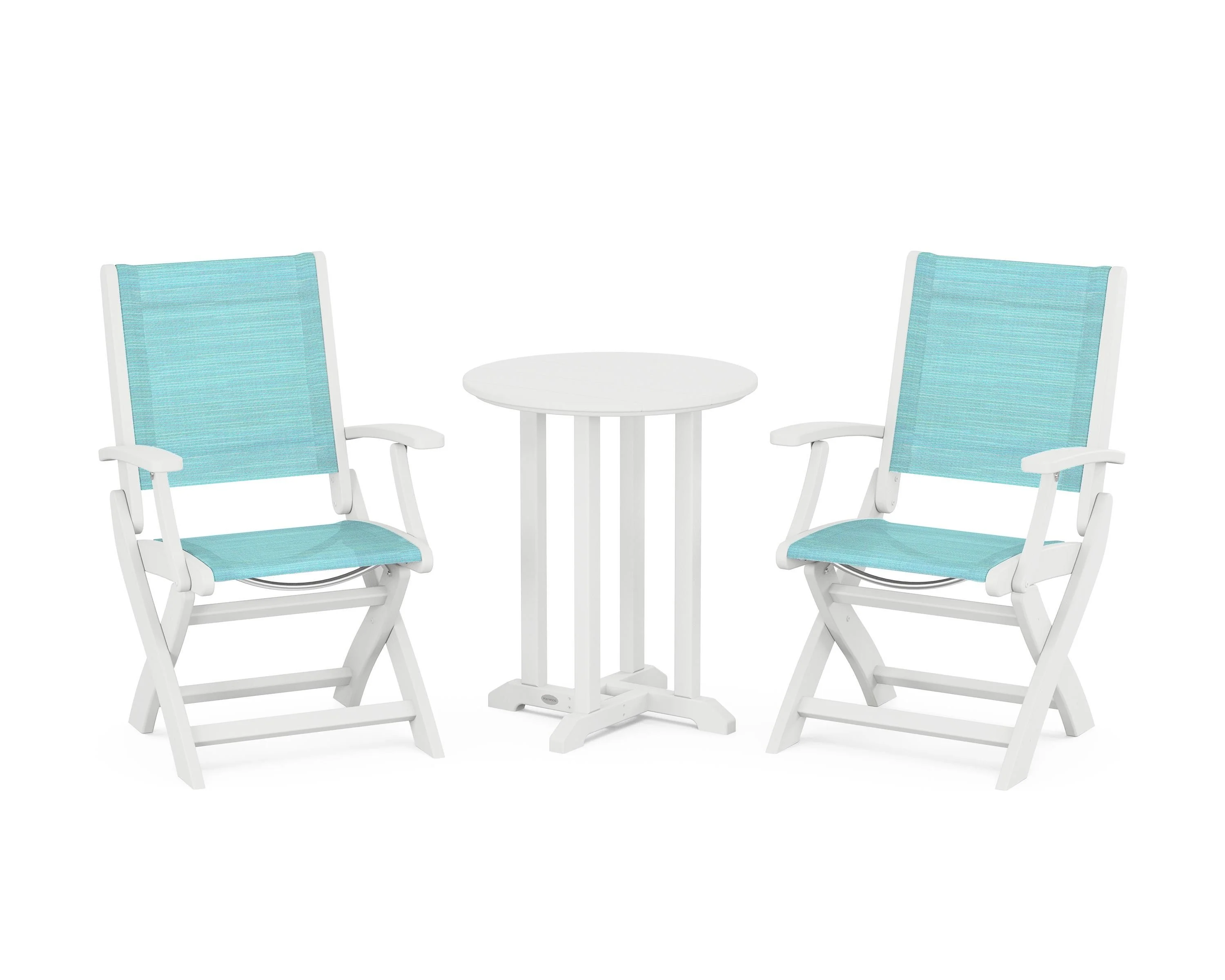 Coastal Folding 3-Piece Round Bistro Dining Set - Image 54