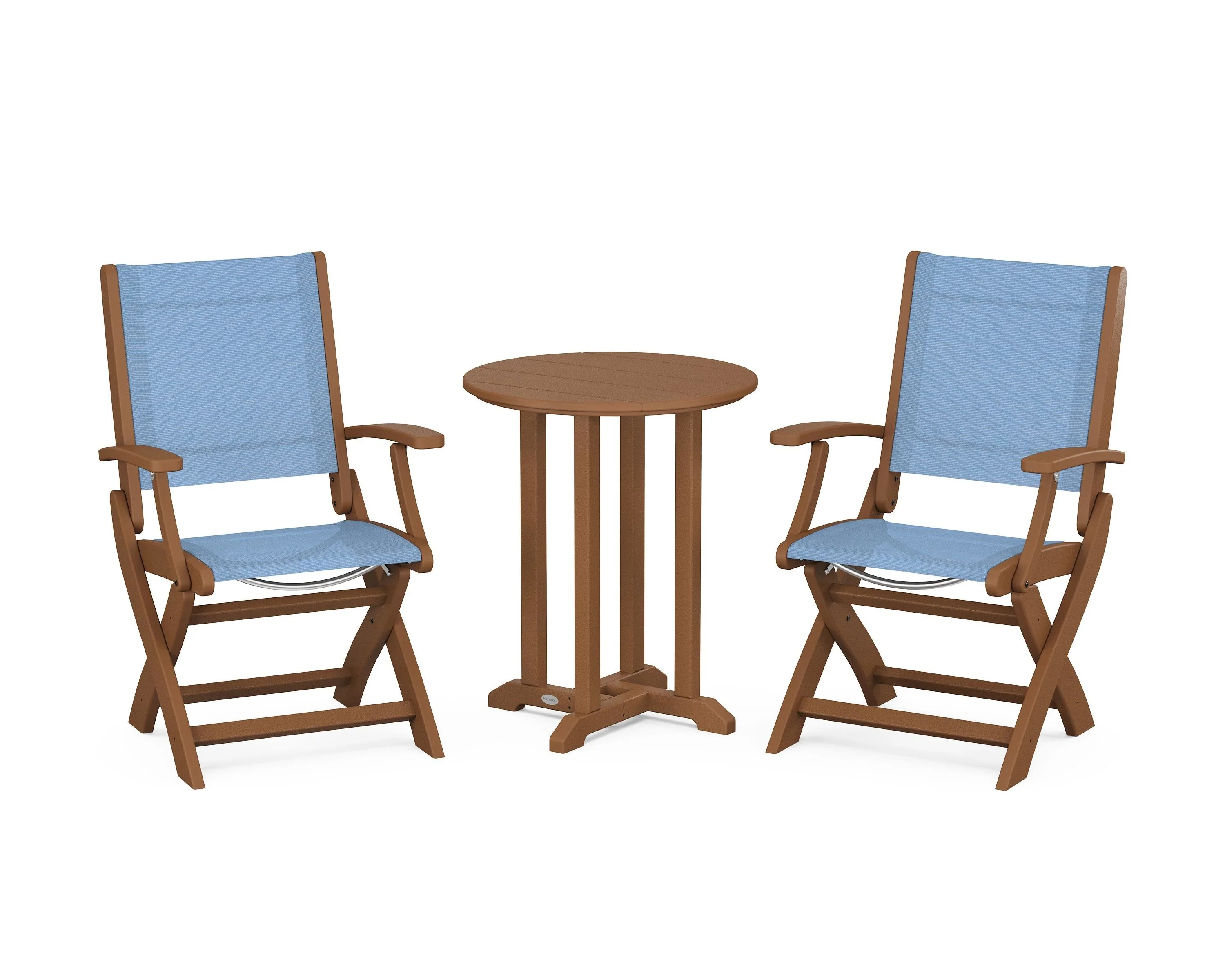 Coastal Folding 3-Piece Round Bistro Dining Set - Image 6