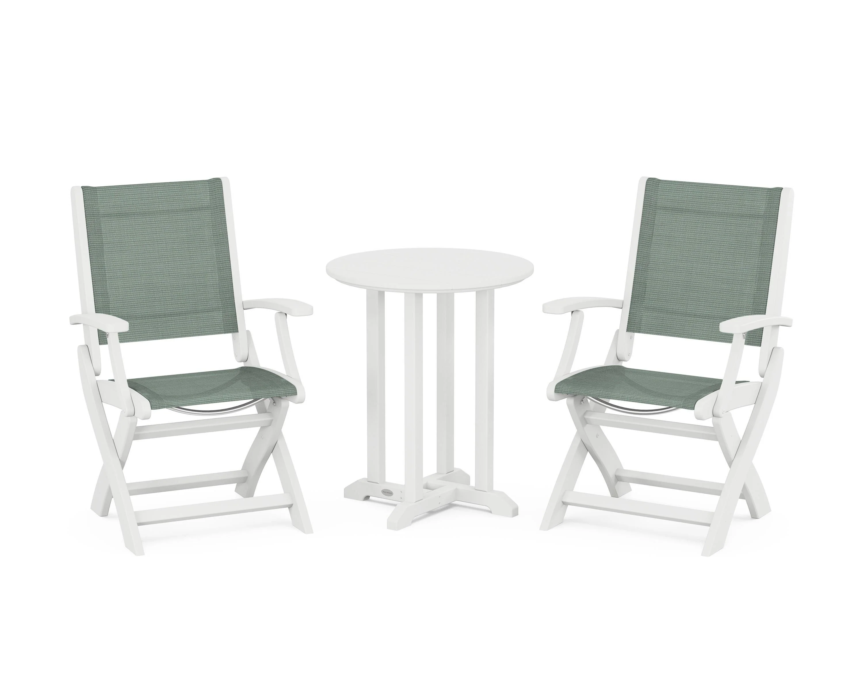 Coastal Folding 3-Piece Round Bistro Dining Set - Image 7