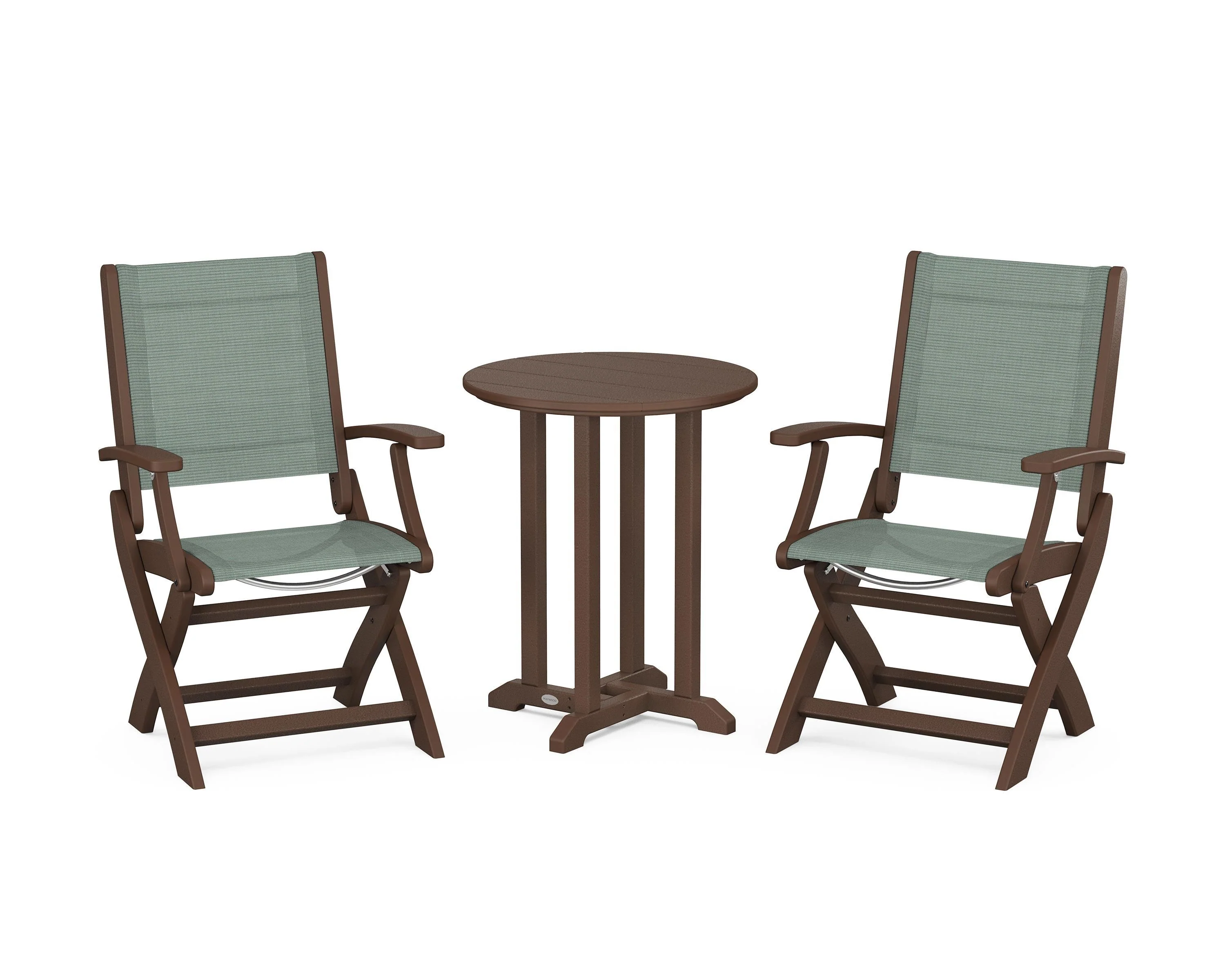Coastal Folding 3-Piece Round Bistro Dining Set - Image 9