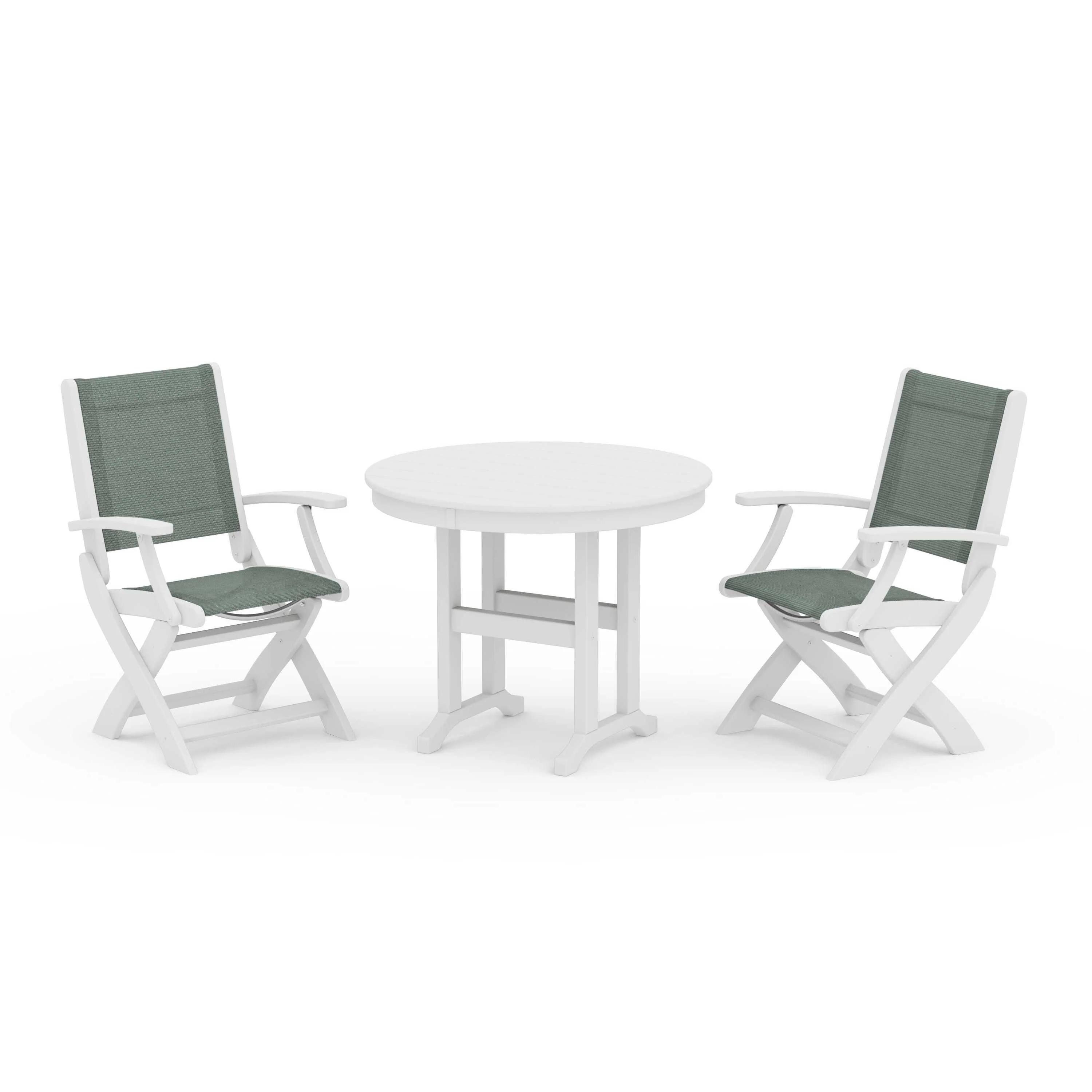 Coastal Folding Chair 3-Piece Round Dining Set - Image 50