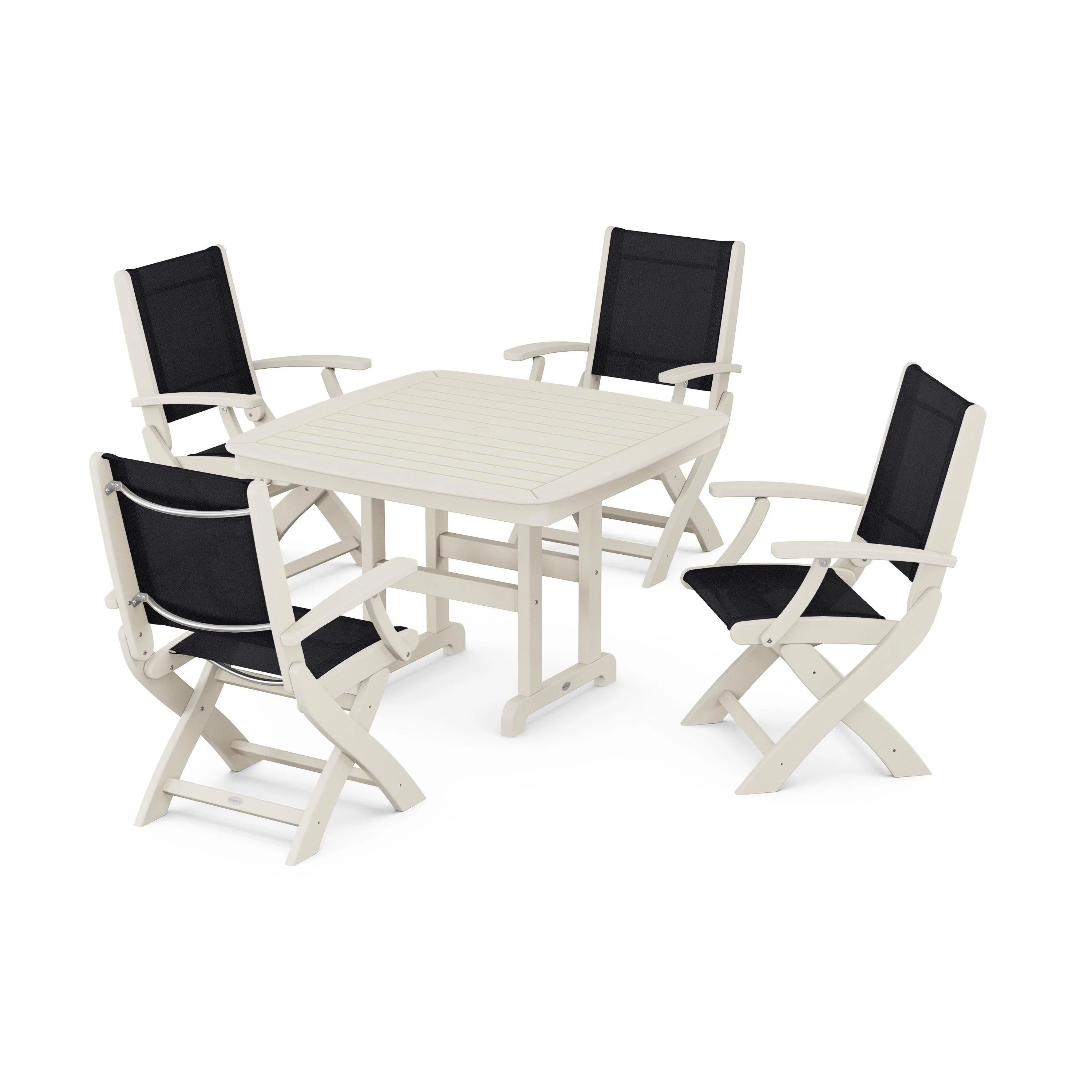 Coastal Folding Chair 5-Piece Dining Set - Image 11