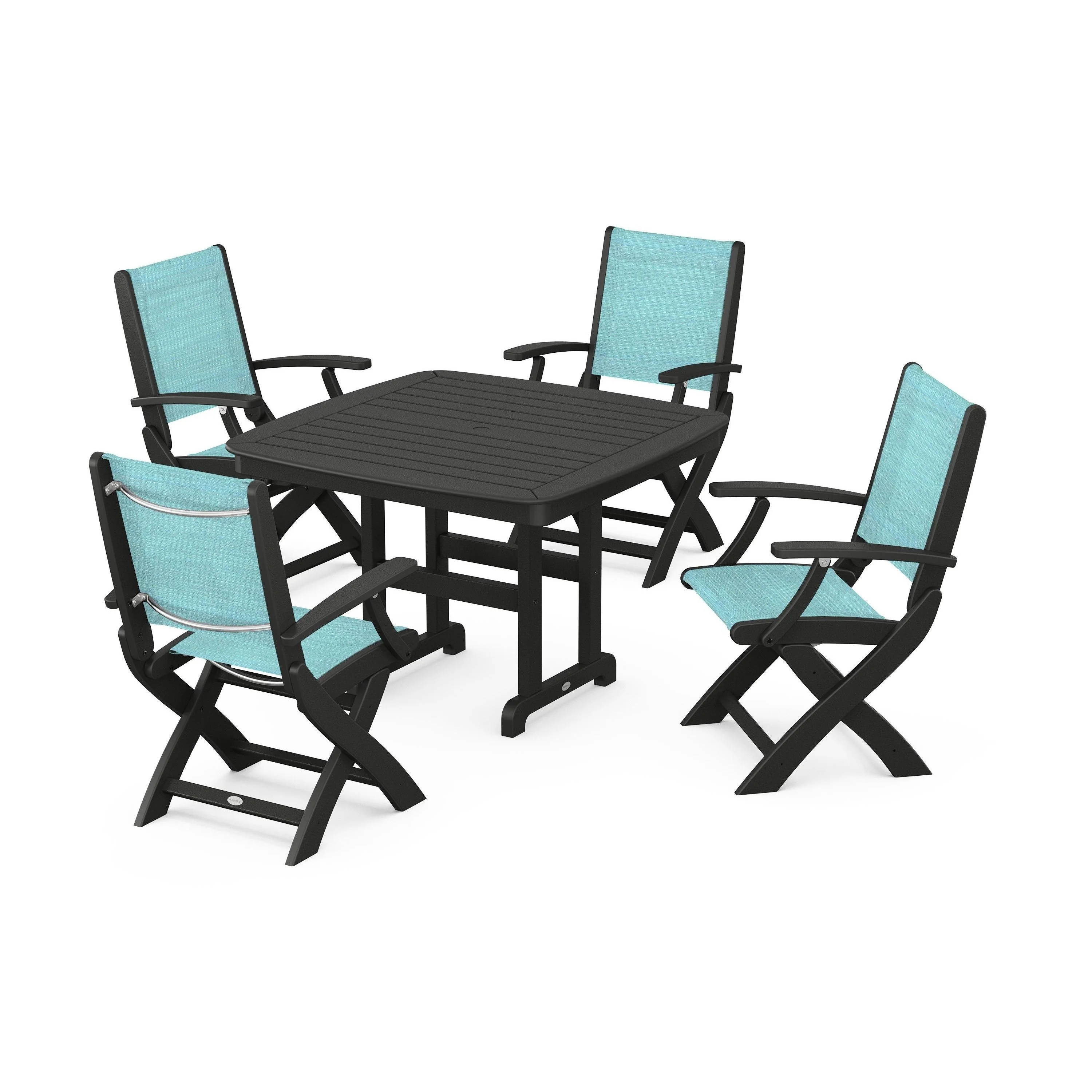 Coastal Folding Chair 5-Piece Dining Set - Image 12