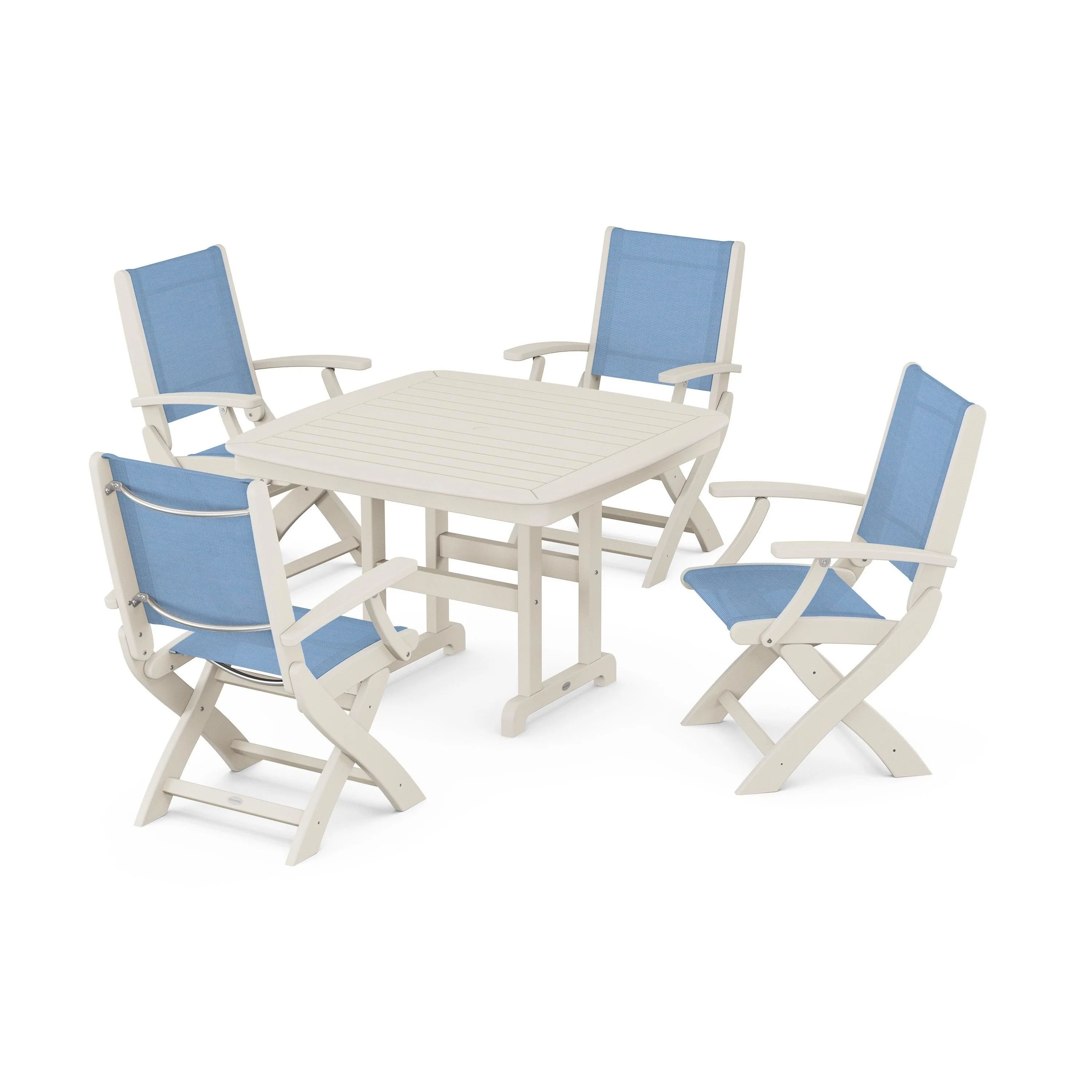 Coastal Folding Chair 5-Piece Dining Set - Image 22
