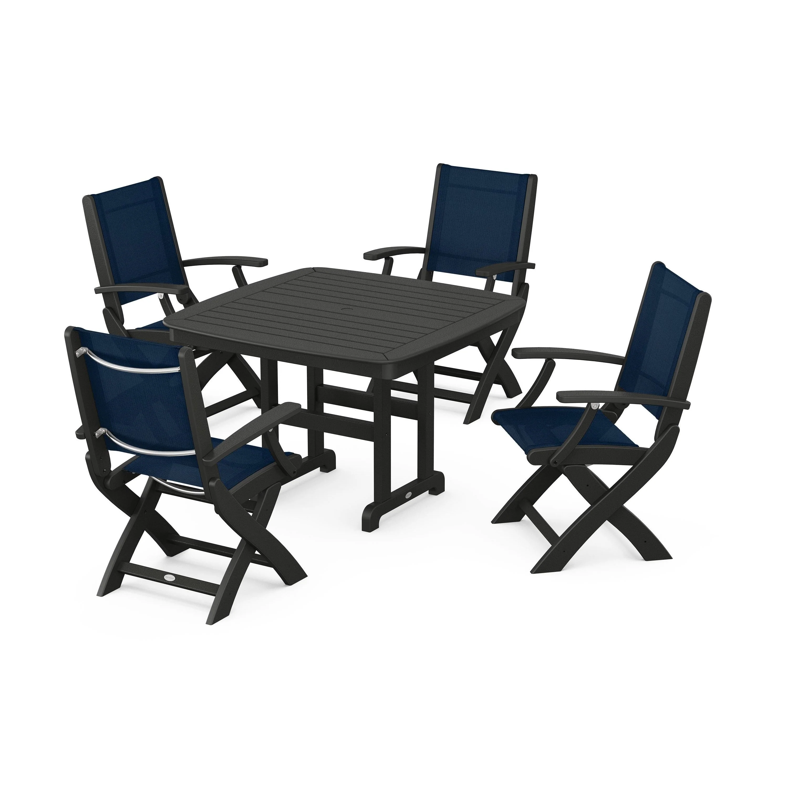 Coastal Folding Chair 5-Piece Dining Set - Image 24