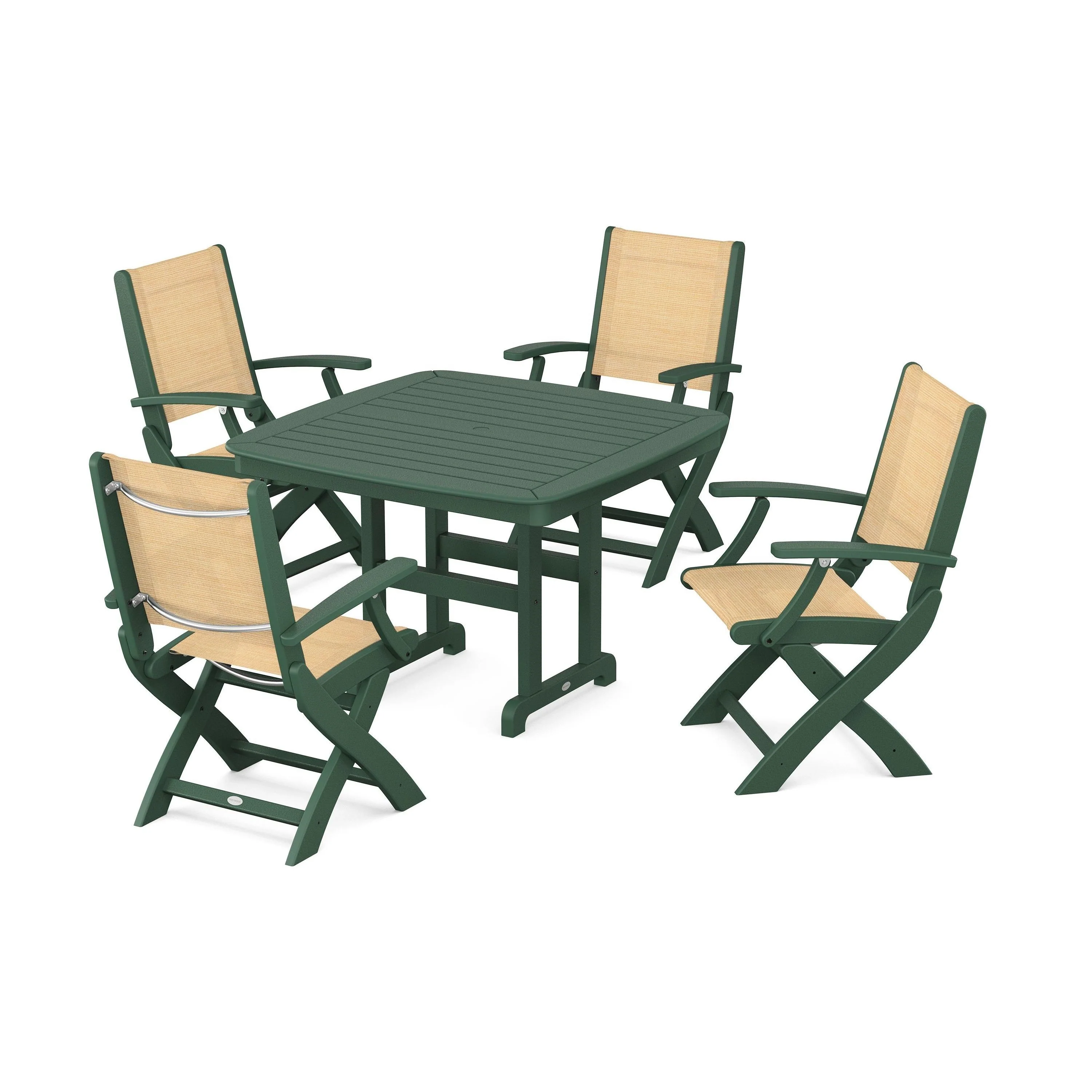 Coastal Folding Chair 5-Piece Dining Set - Image 3
