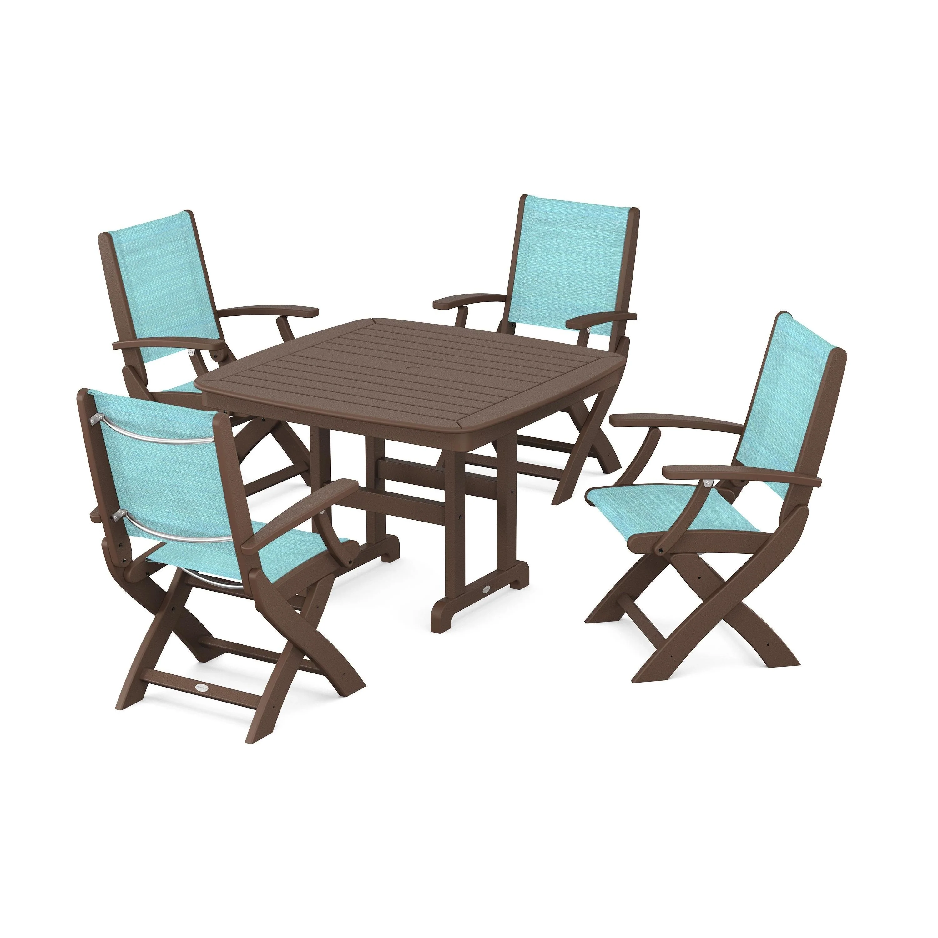 Coastal Folding Chair 5-Piece Dining Set - Image 4