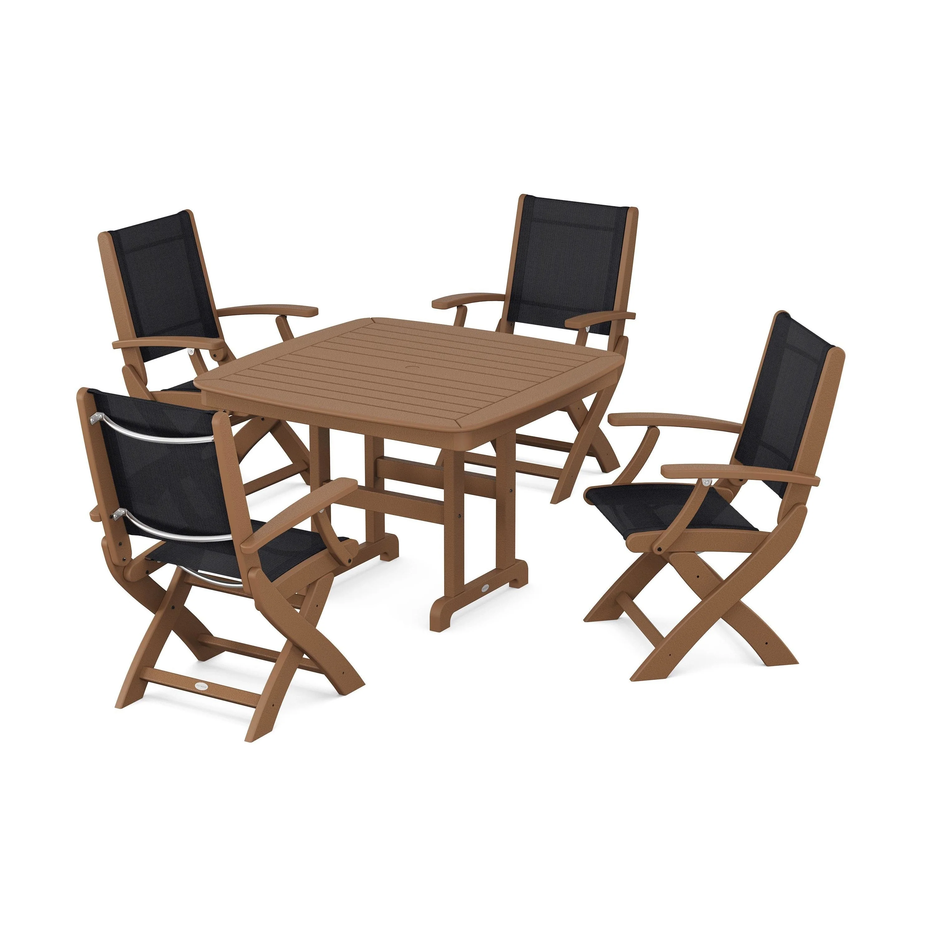 Coastal Folding Chair 5-Piece Dining Set - Image 5