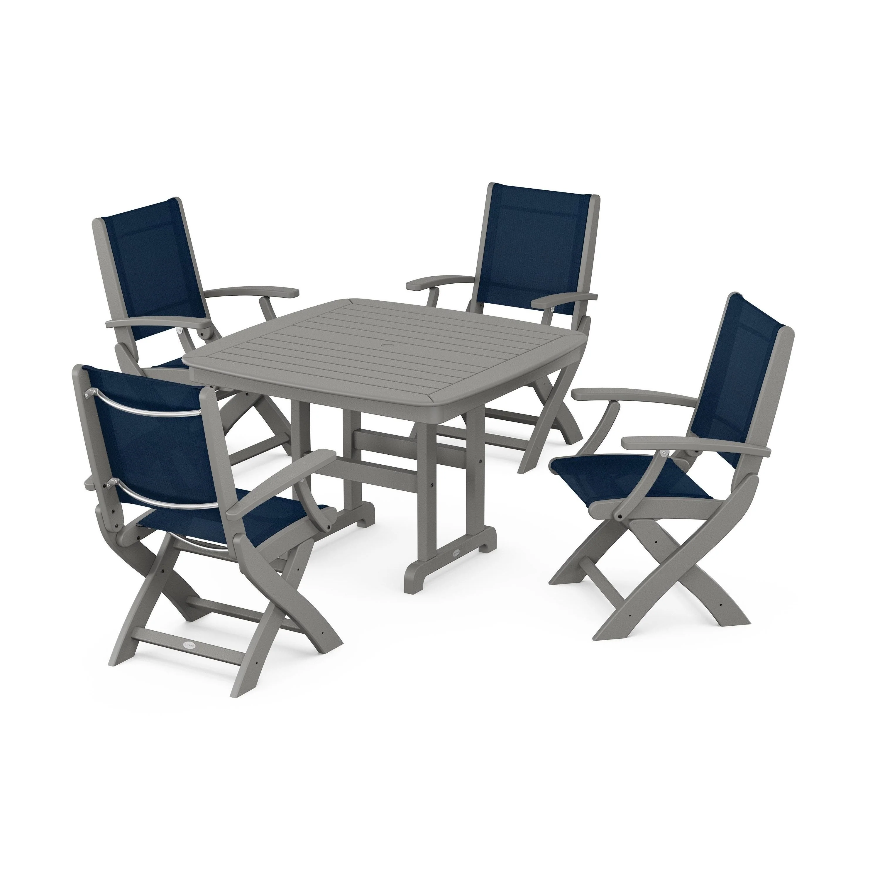 Coastal Folding Chair 5-Piece Dining Set - Image 7