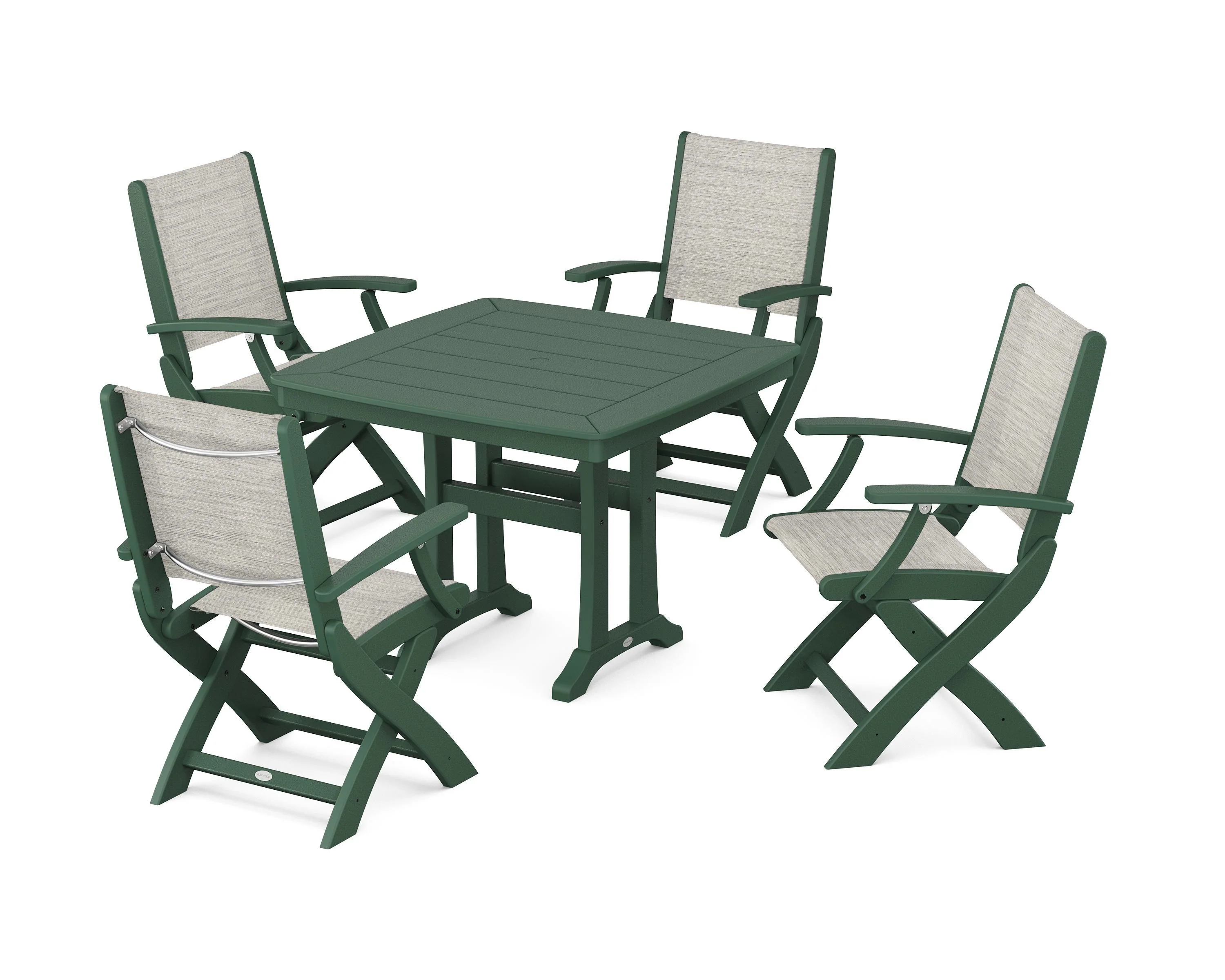 Coastal Folding Chair 5-Piece Dining Set with Trestle Legs - Image 10