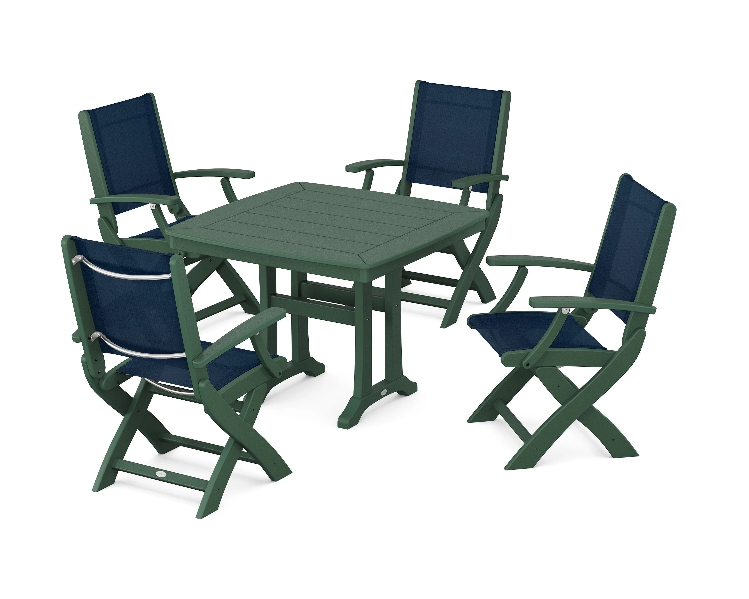 Coastal Folding Chair 5-Piece Dining Set with Trestle Legs - Image 100