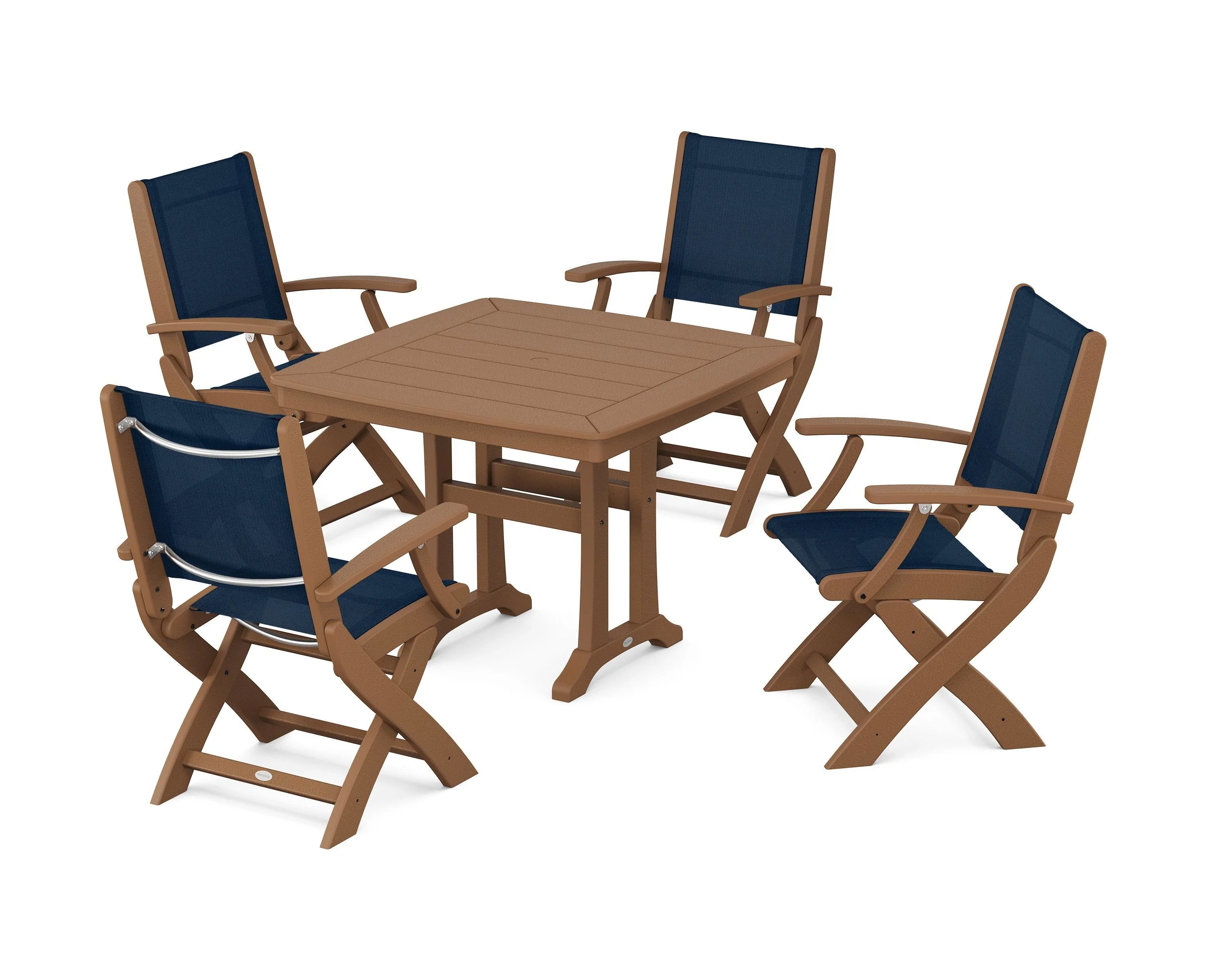 Coastal Folding Chair 5-Piece Dining Set with Trestle Legs - Image 102
