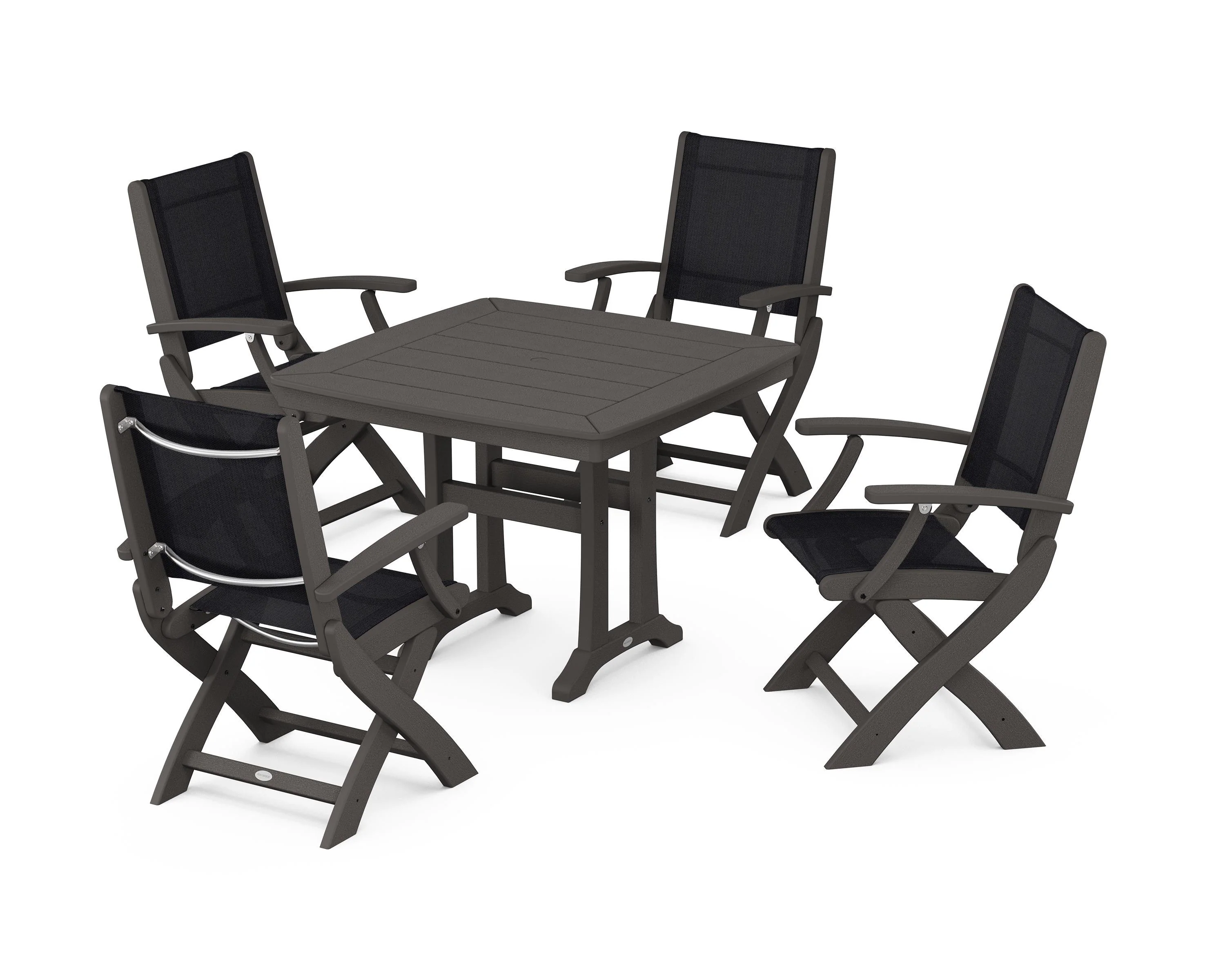 Coastal Folding Chair 5-Piece Dining Set with Trestle Legs - Image 103