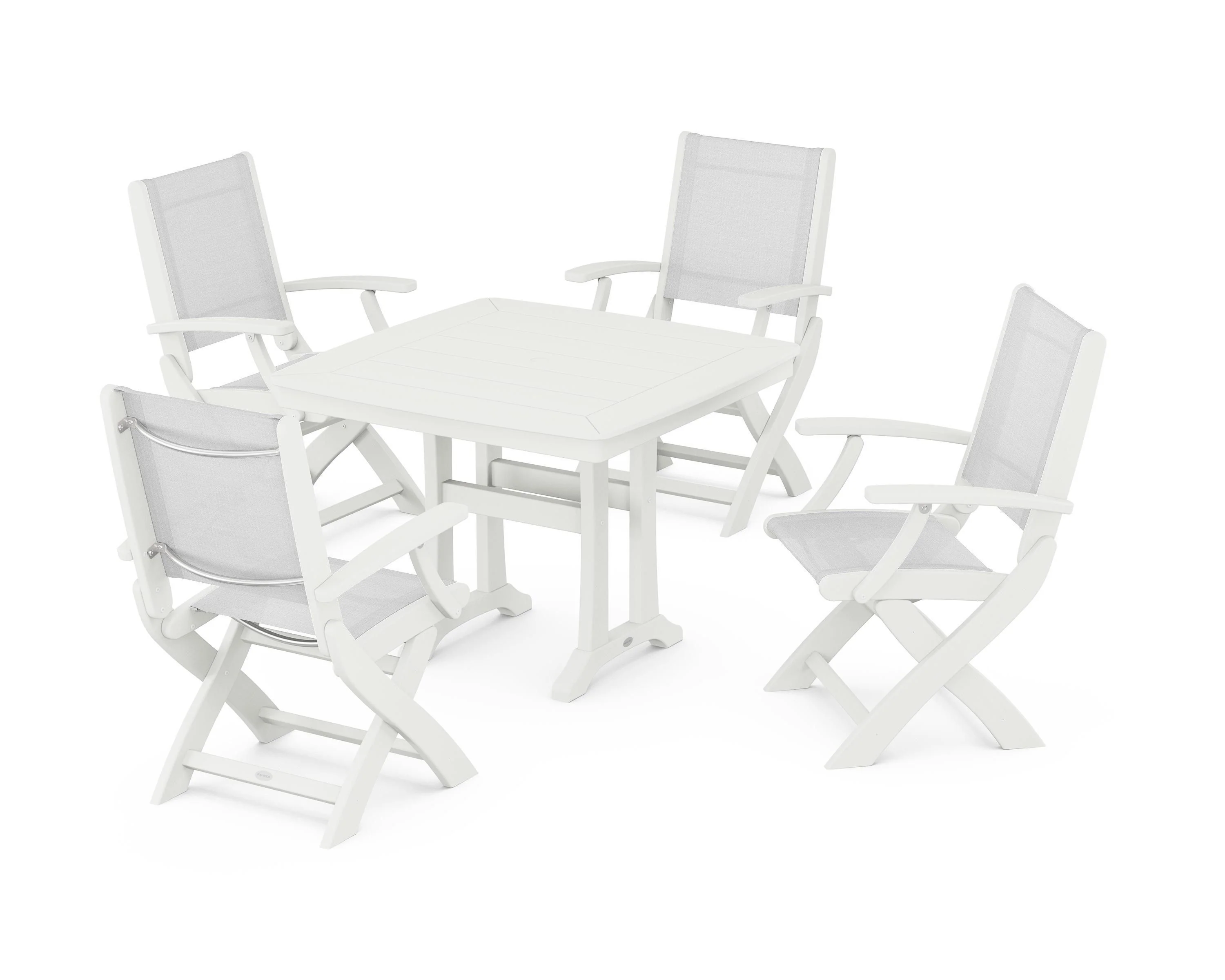 Coastal Folding Chair 5-Piece Dining Set with Trestle Legs - Image 106