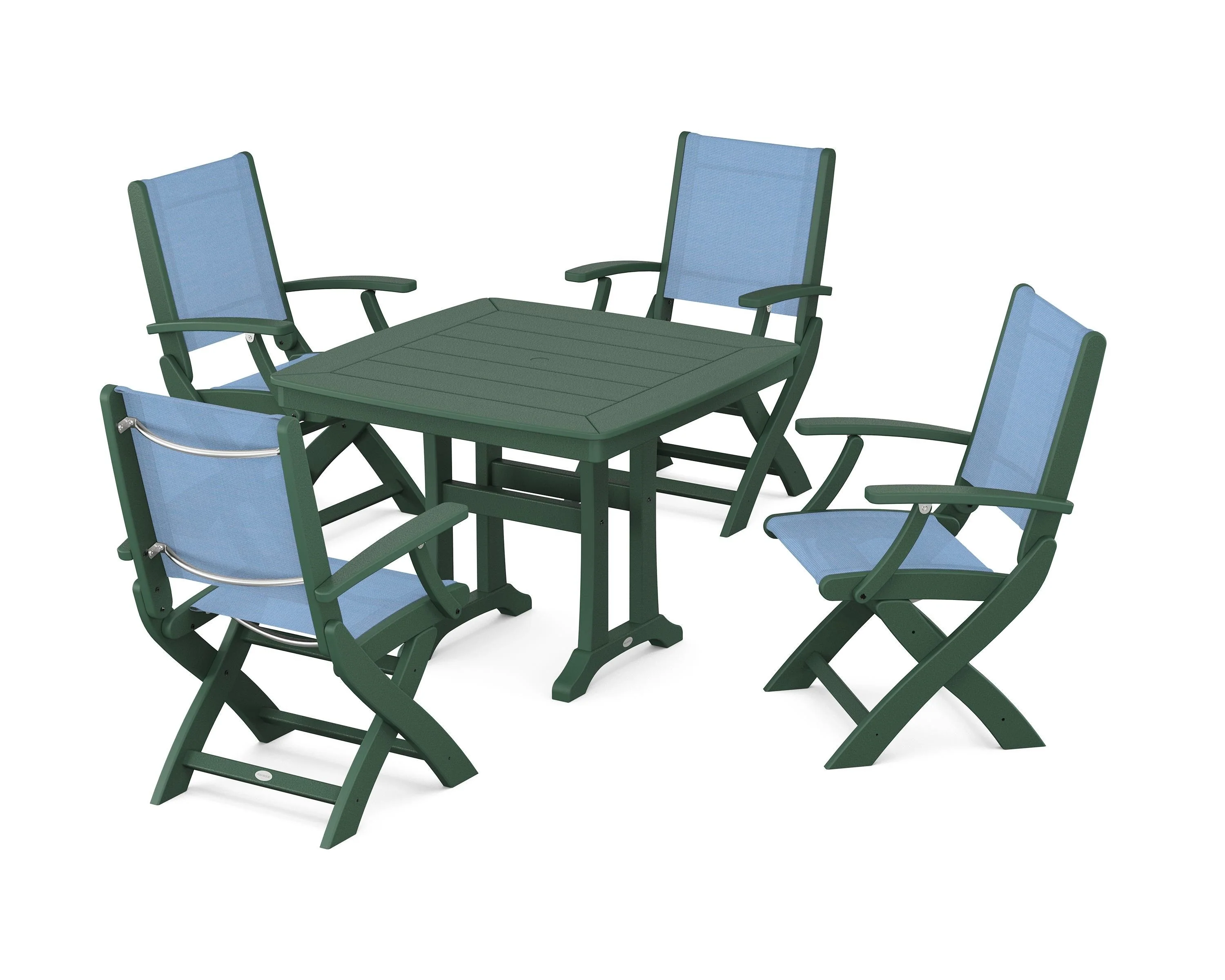 Coastal Folding Chair 5-Piece Dining Set with Trestle Legs - Image 107