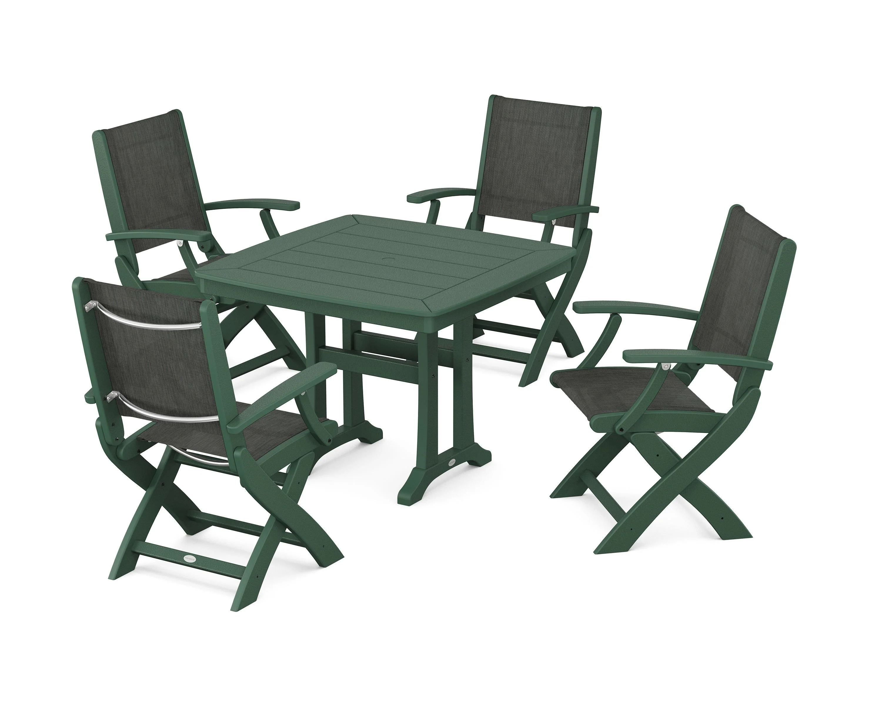 Coastal Folding Chair 5-Piece Dining Set with Trestle Legs - Image 109