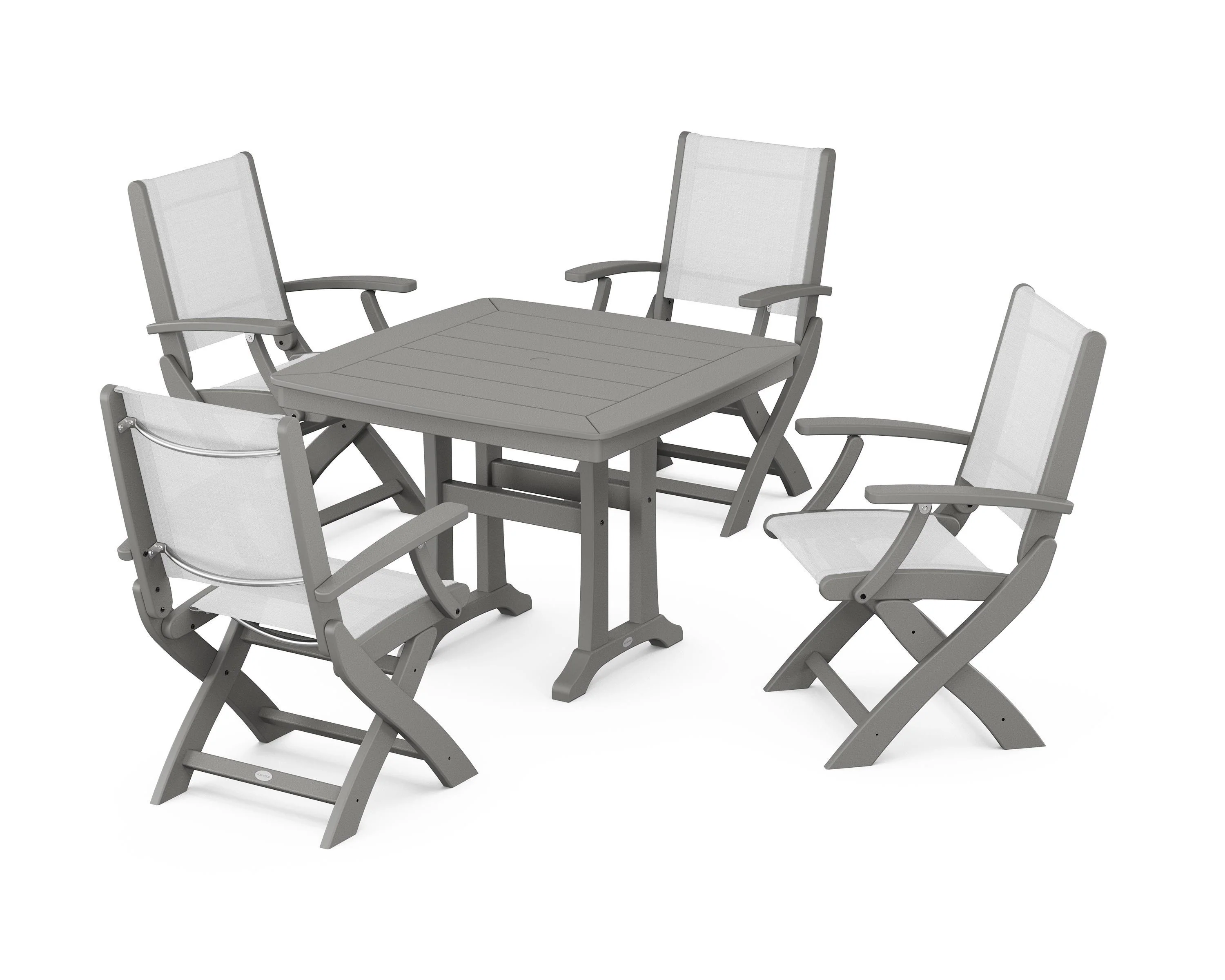 Coastal Folding Chair 5-Piece Dining Set with Trestle Legs - Image 11