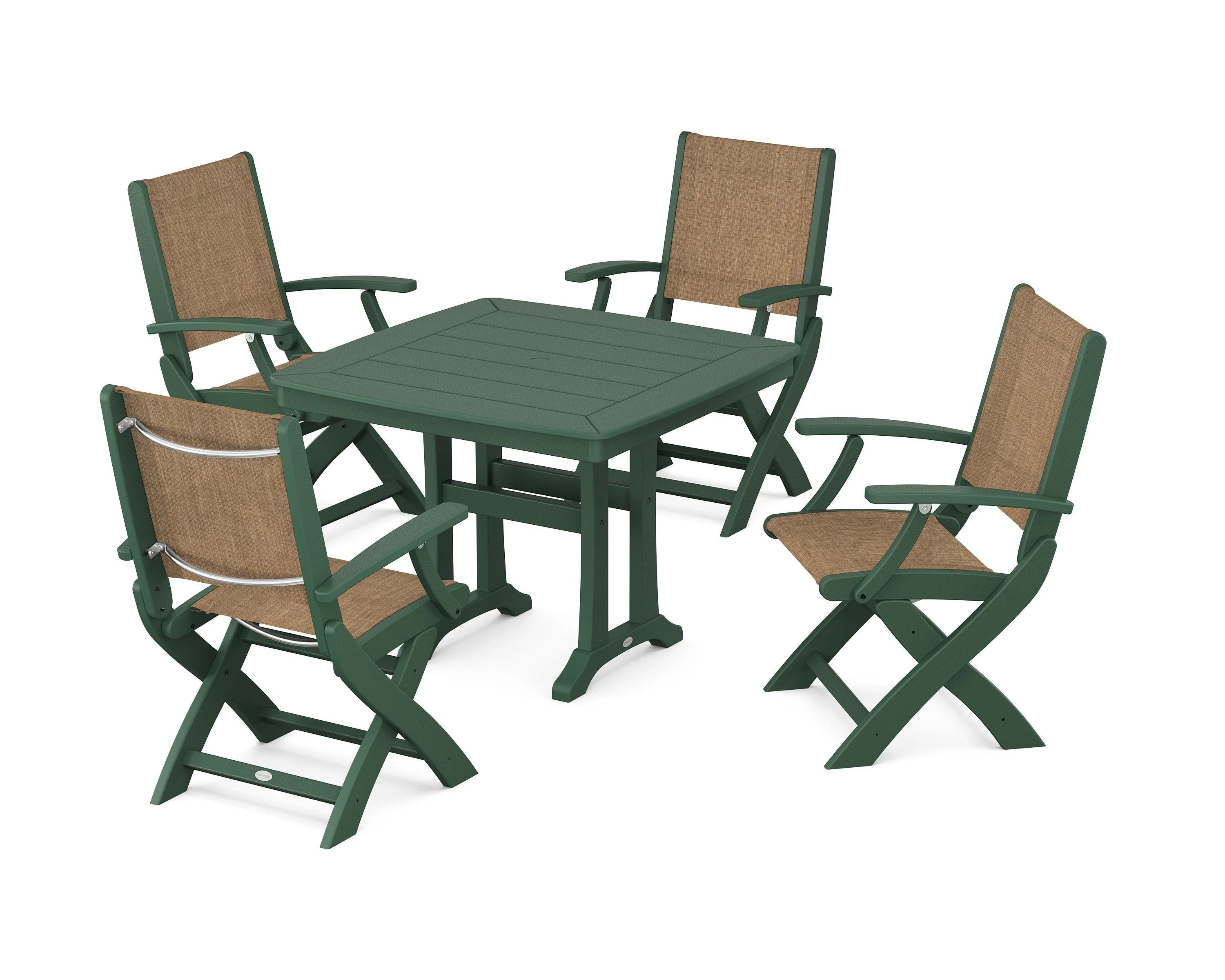 Coastal Folding Chair 5-Piece Dining Set with Trestle Legs - Image 113