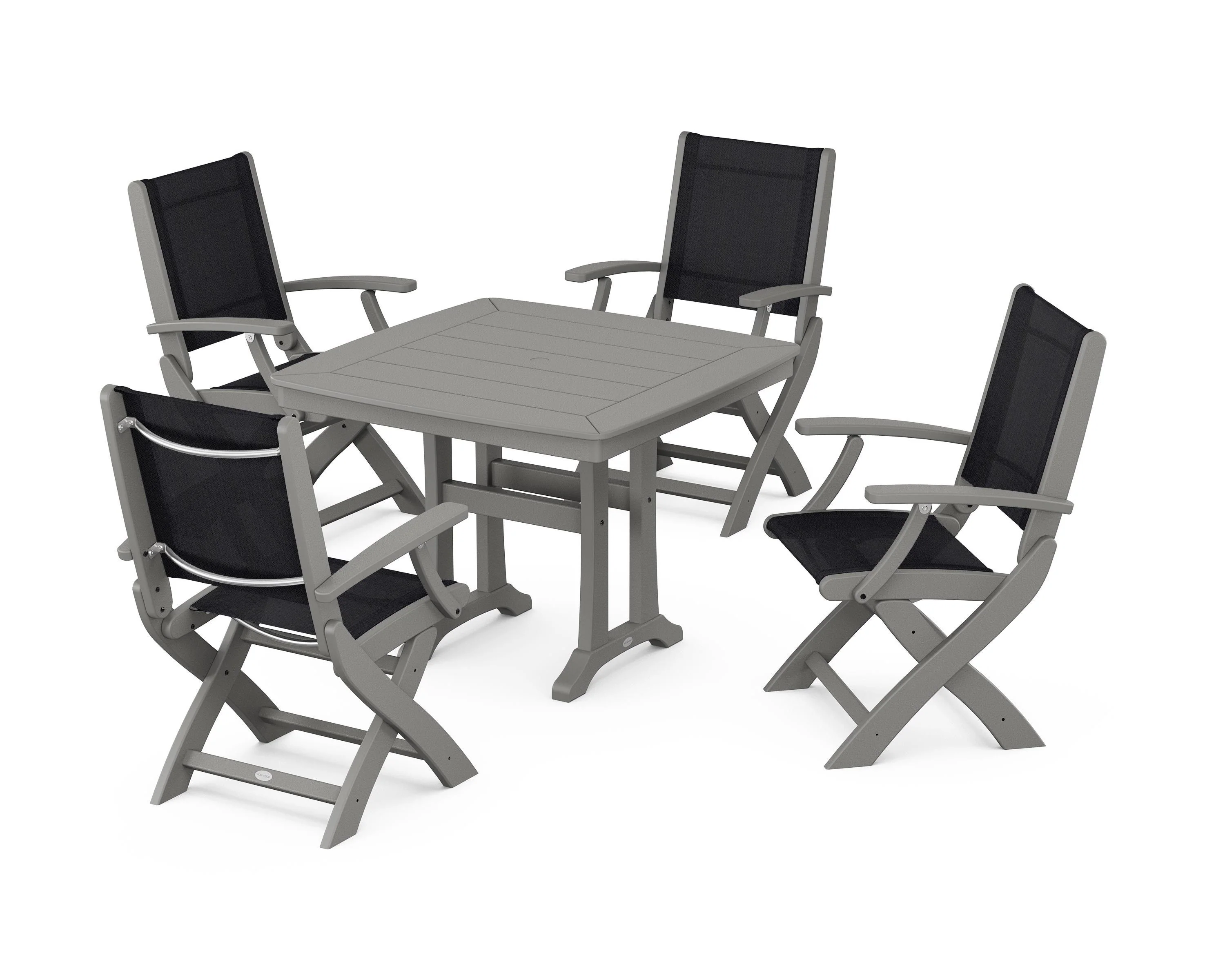Coastal Folding Chair 5-Piece Dining Set with Trestle Legs - Image 116
