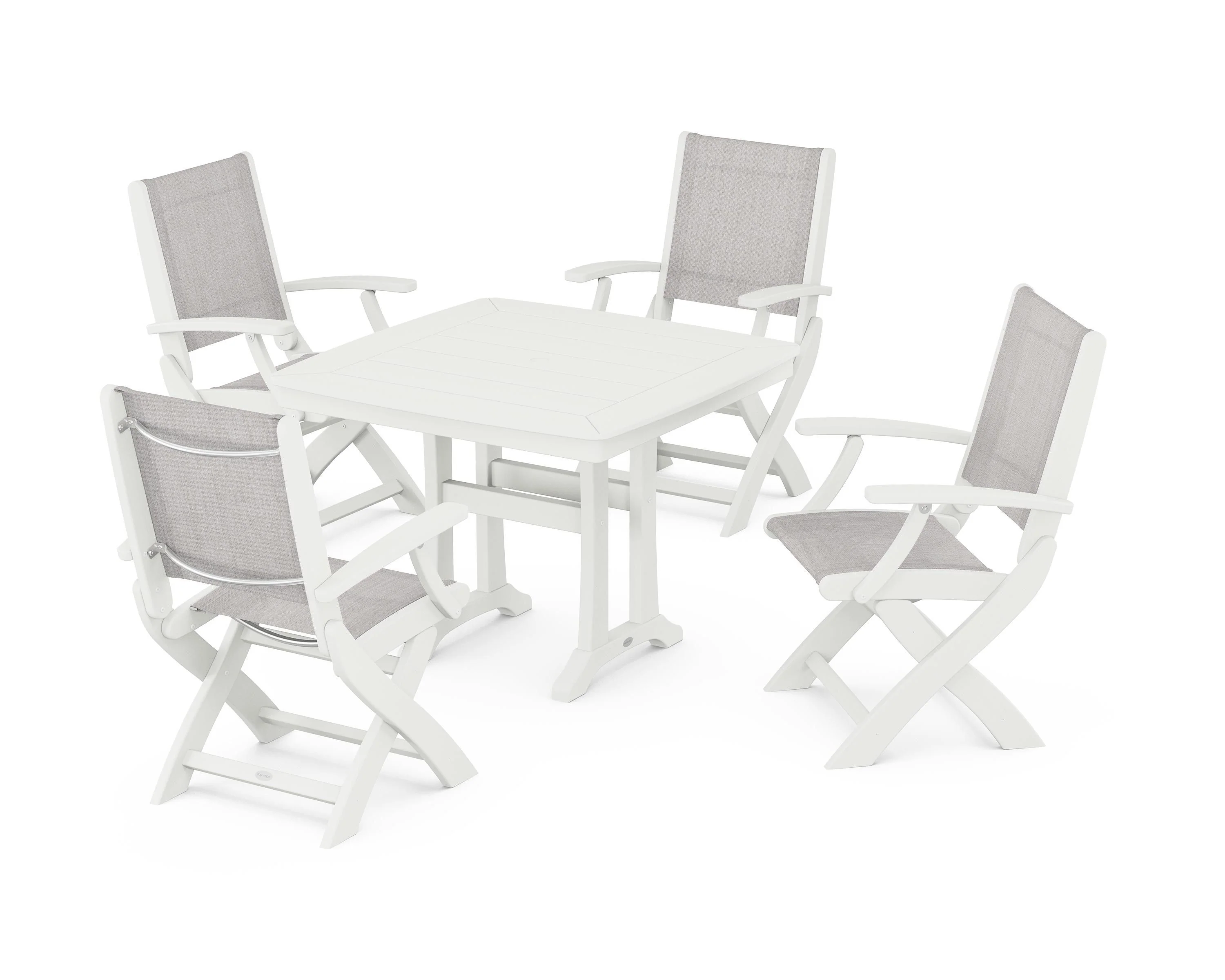 Coastal Folding Chair 5-Piece Dining Set with Trestle Legs - Image 117