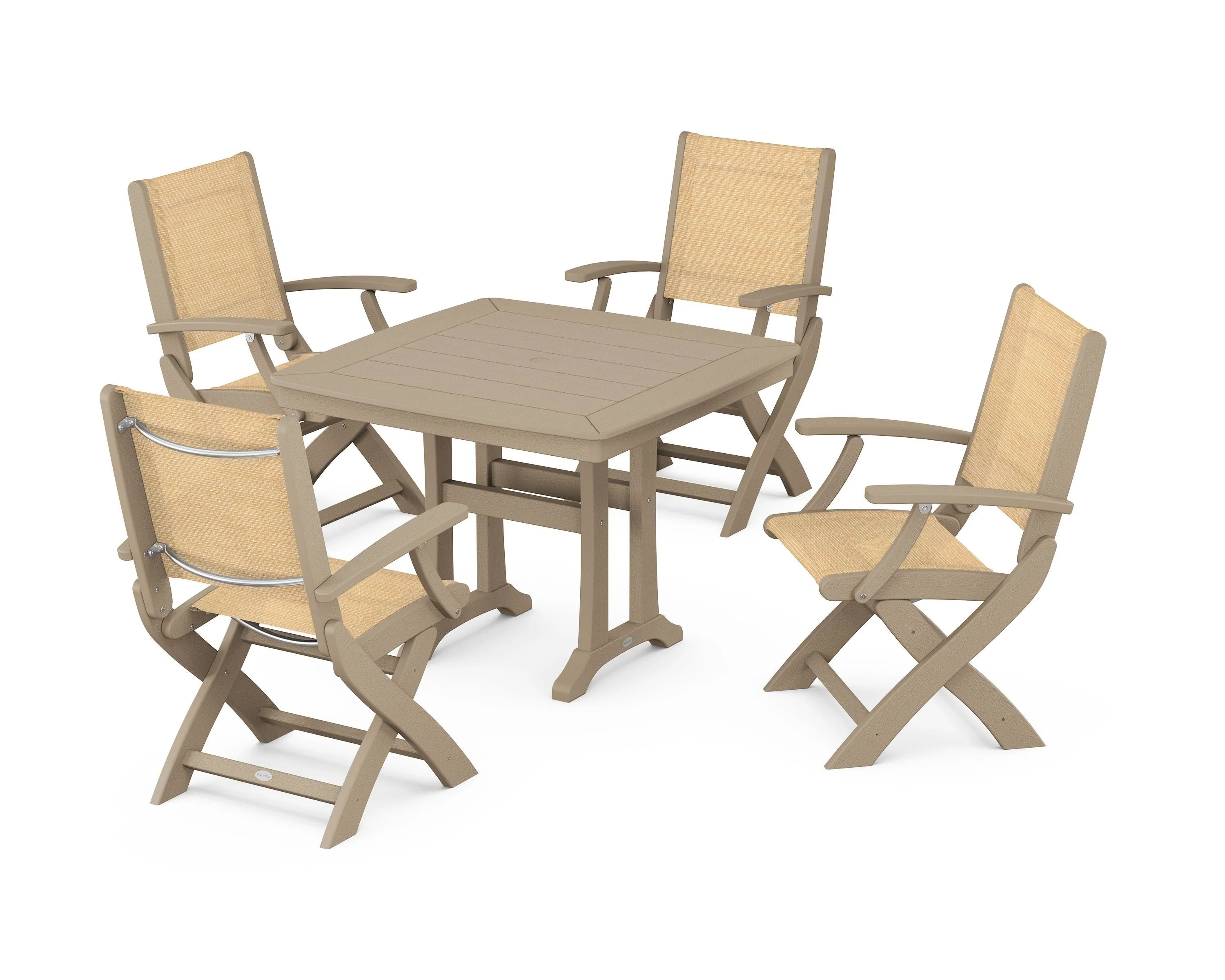 Coastal Folding Chair 5-Piece Dining Set with Trestle Legs - Image 12