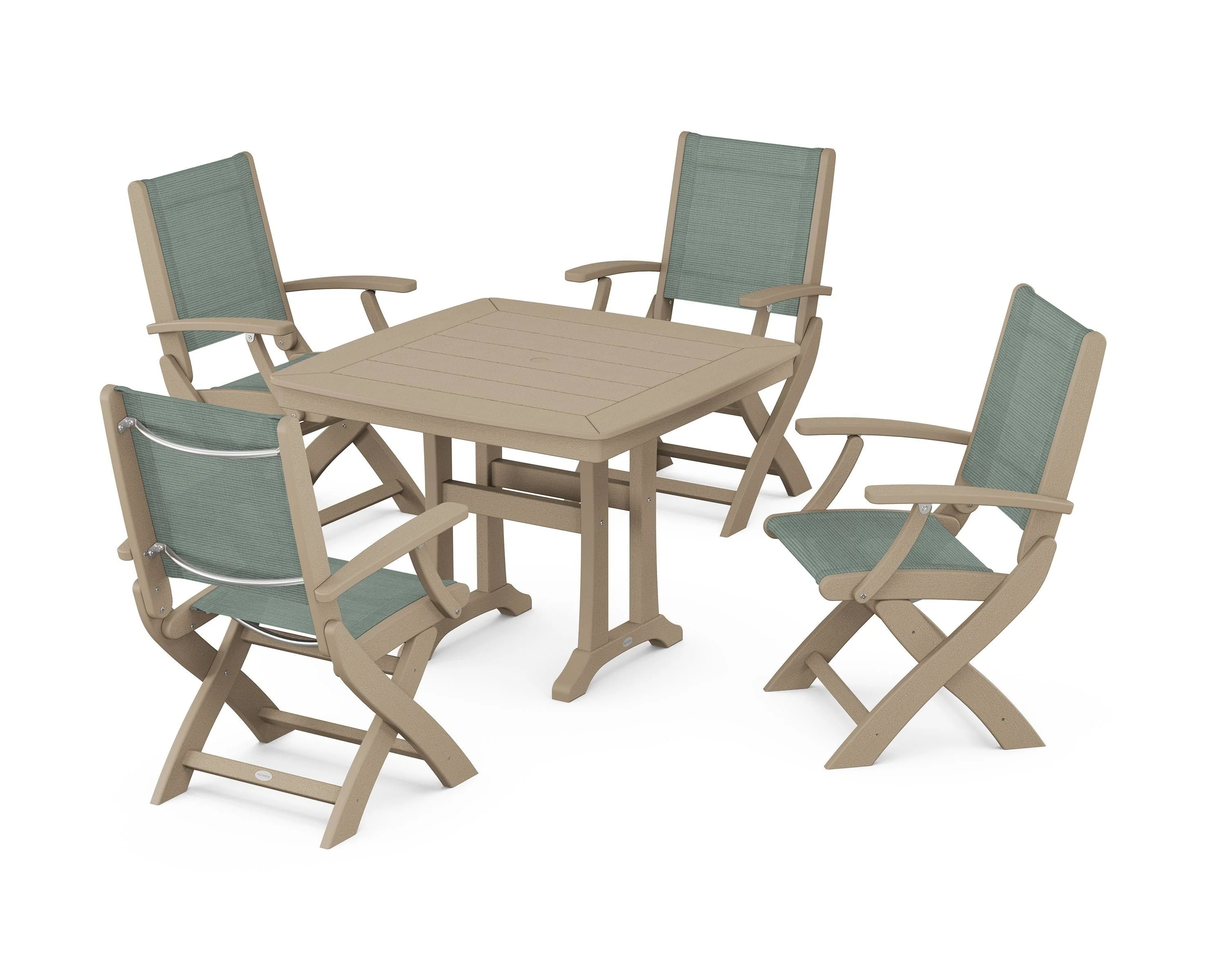 Coastal Folding Chair 5-Piece Dining Set with Trestle Legs - Image 120