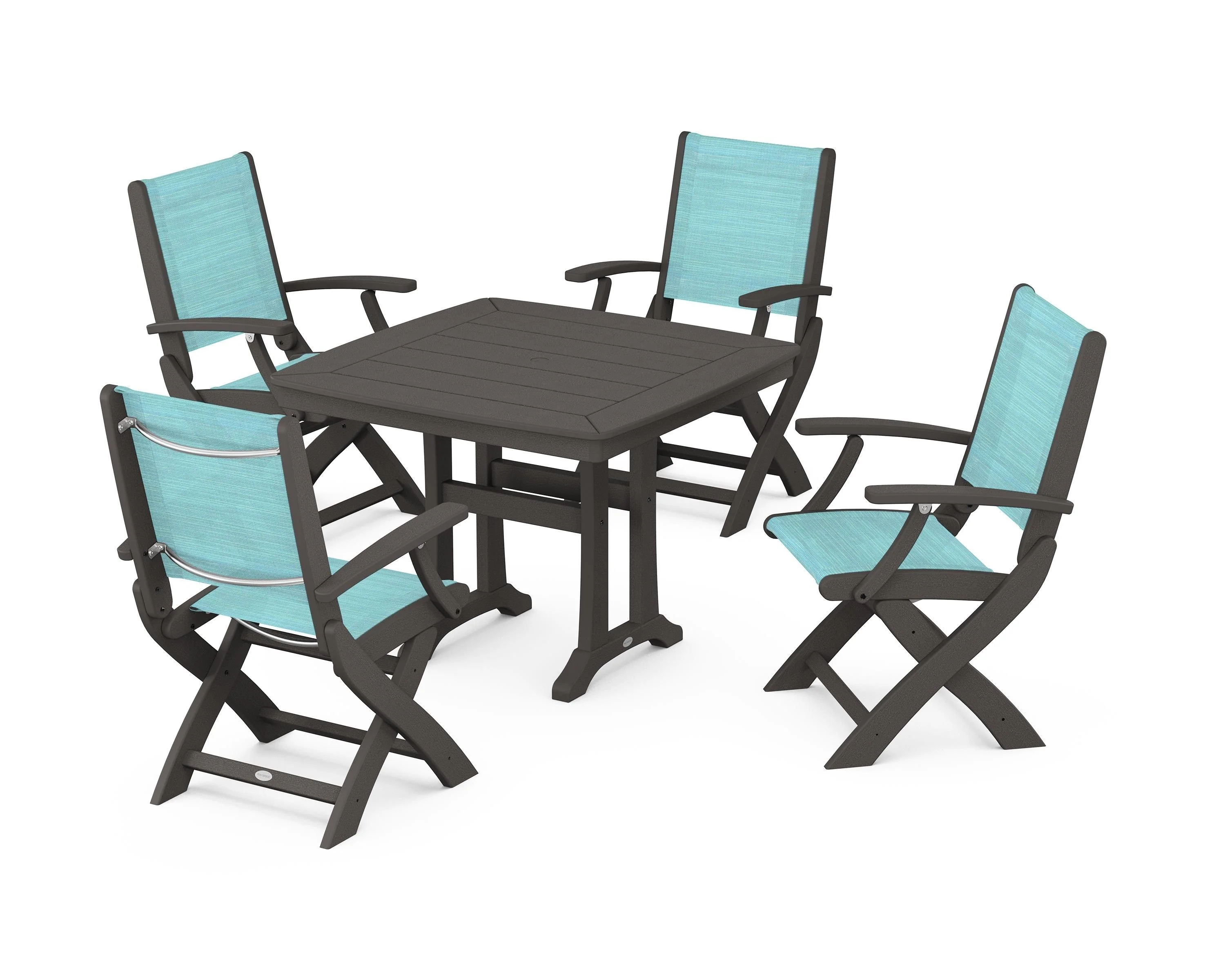Coastal Folding Chair 5-Piece Dining Set with Trestle Legs - Image 121