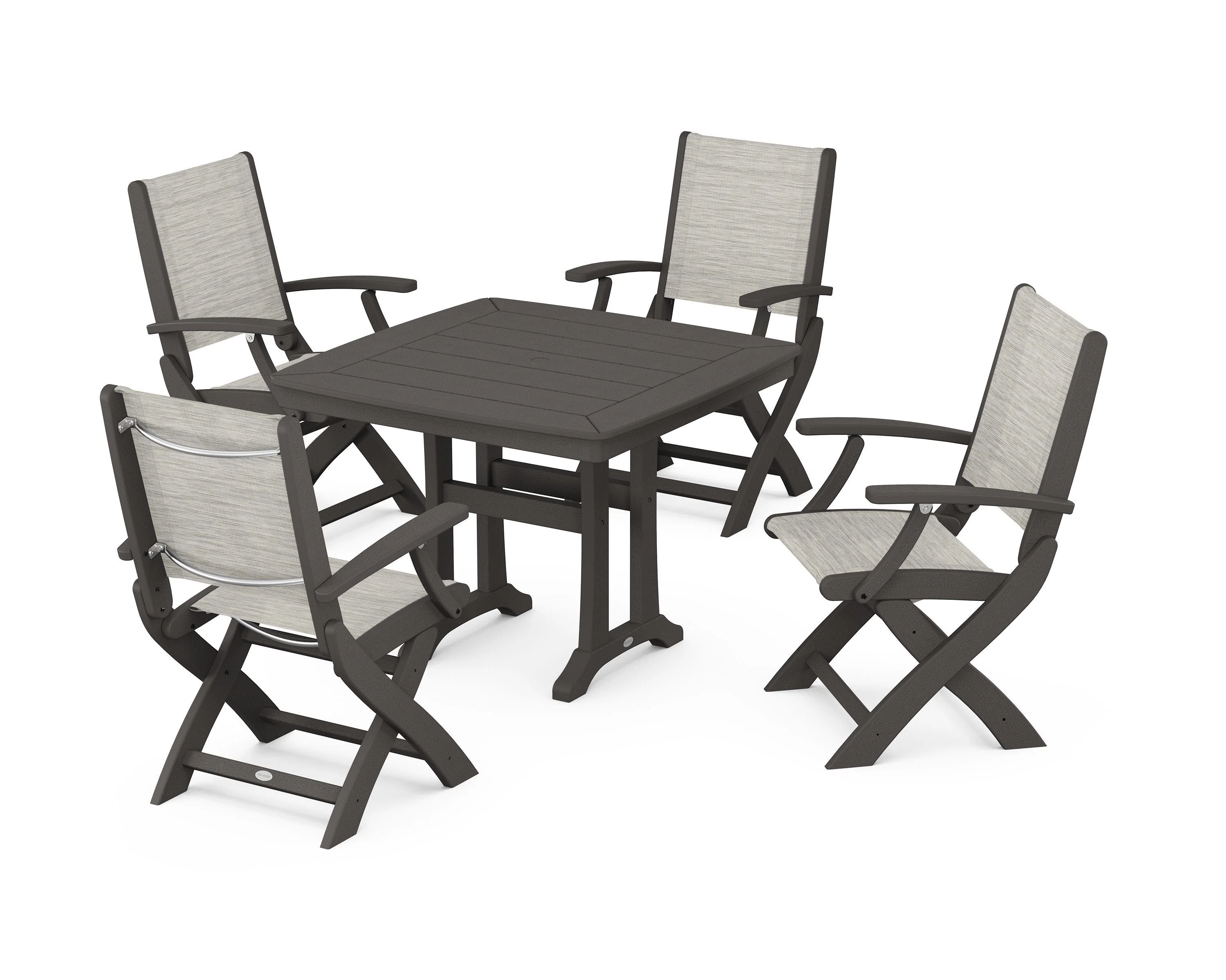 Coastal Folding Chair 5-Piece Dining Set with Trestle Legs - Image 122