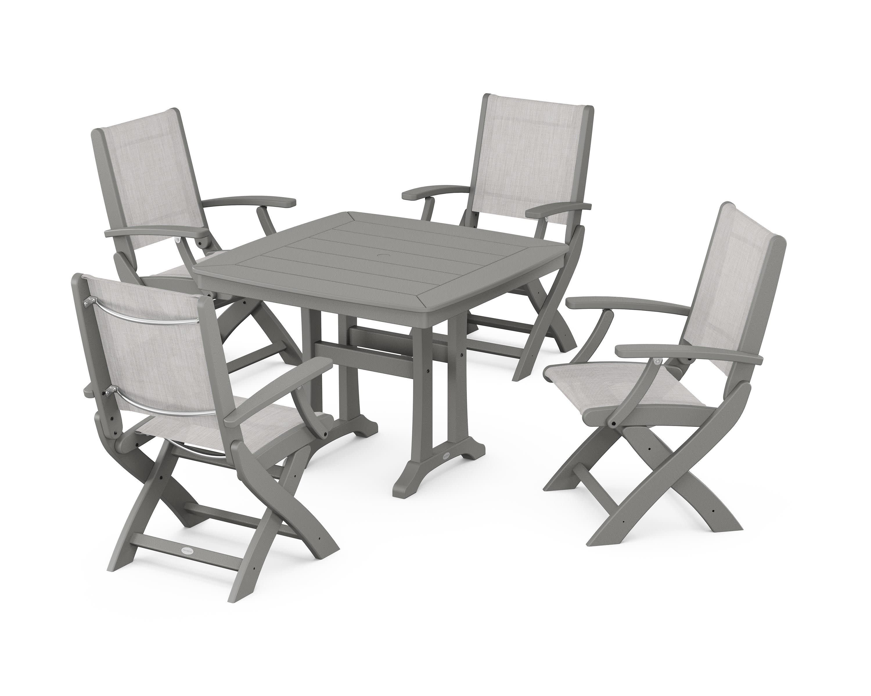 Coastal Folding Chair 5-Piece Dining Set with Trestle Legs - Image 123