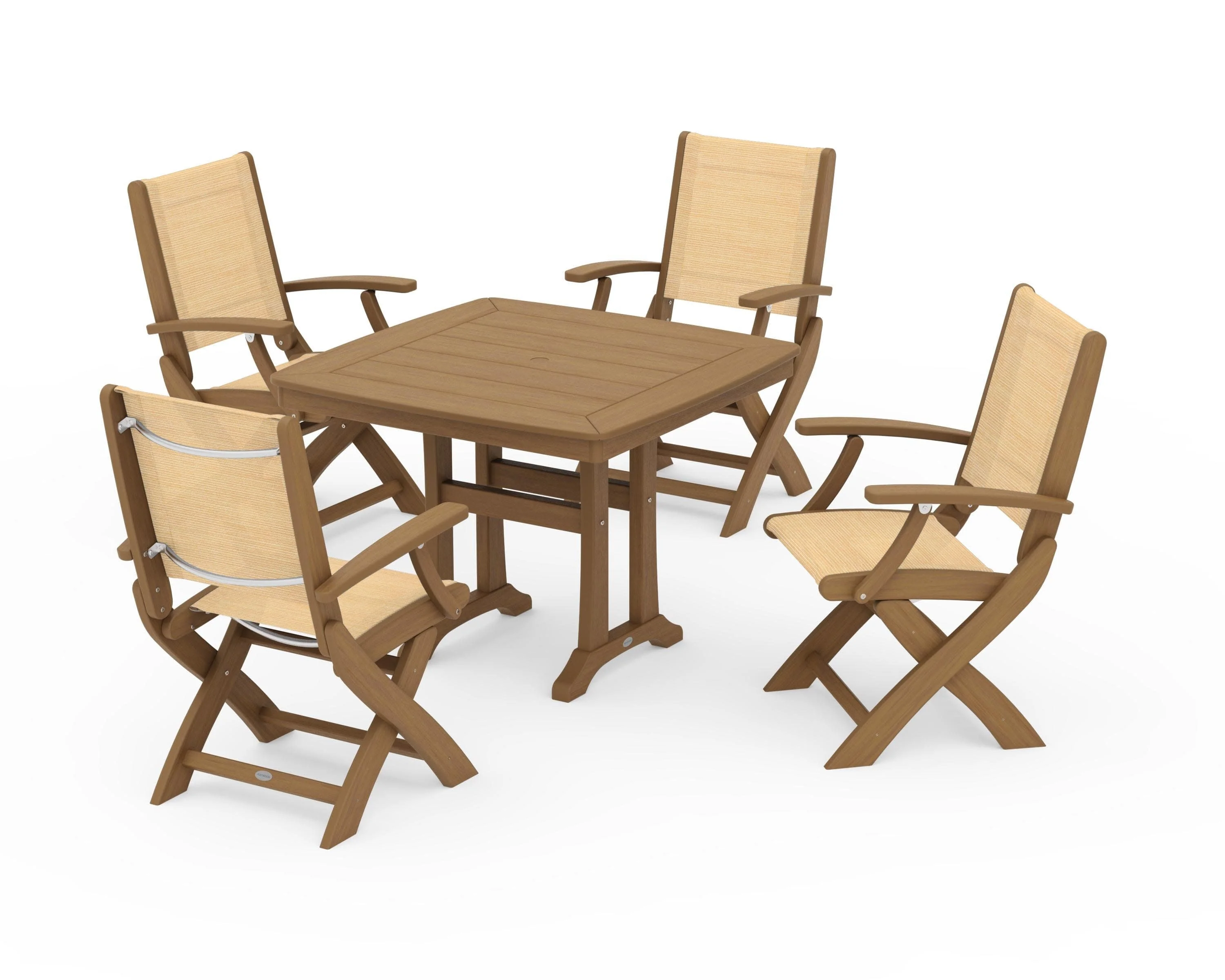 Coastal Folding Chair 5-Piece Dining Set with Trestle Legs - Image 125