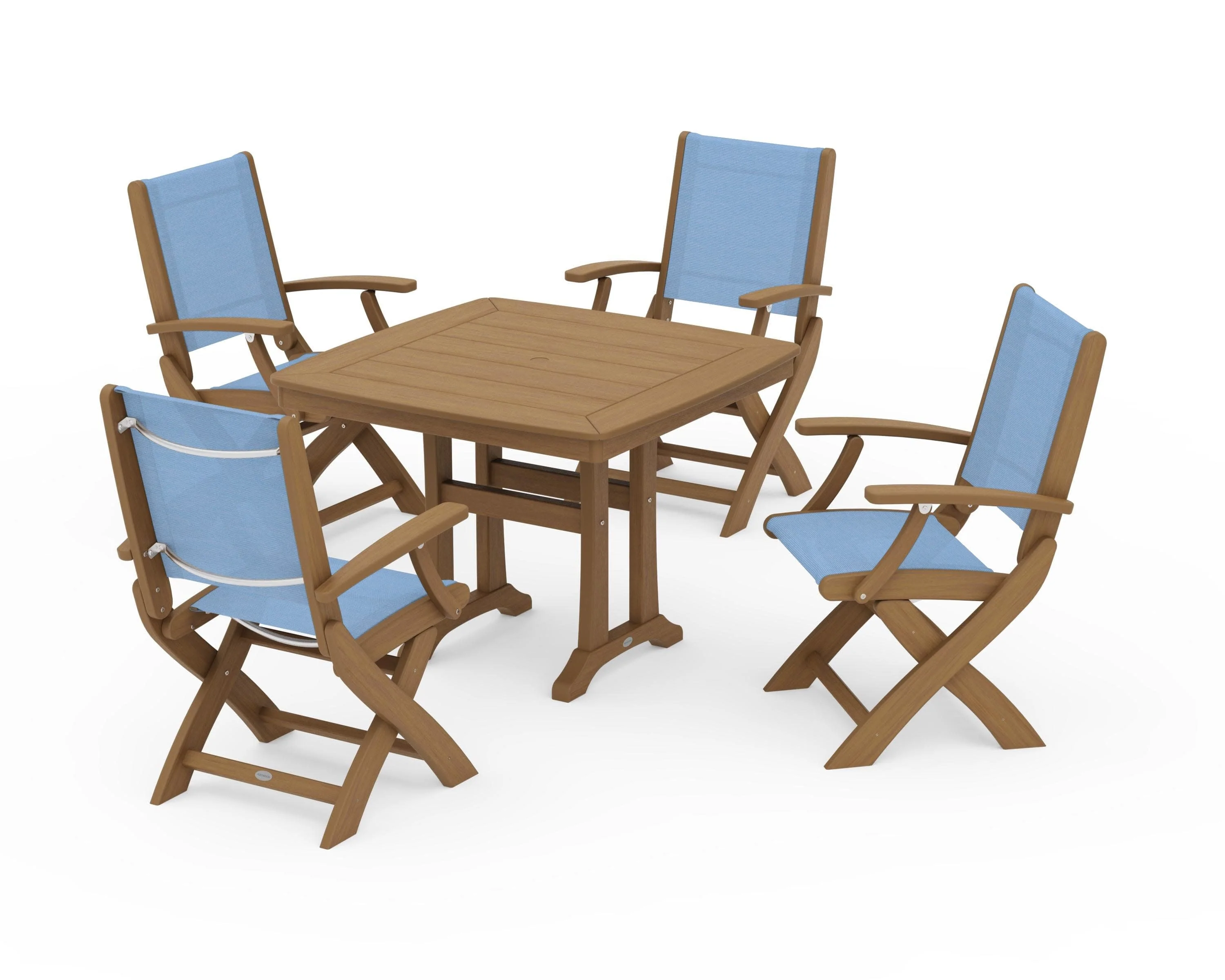 Coastal Folding Chair 5-Piece Dining Set with Trestle Legs - Image 127