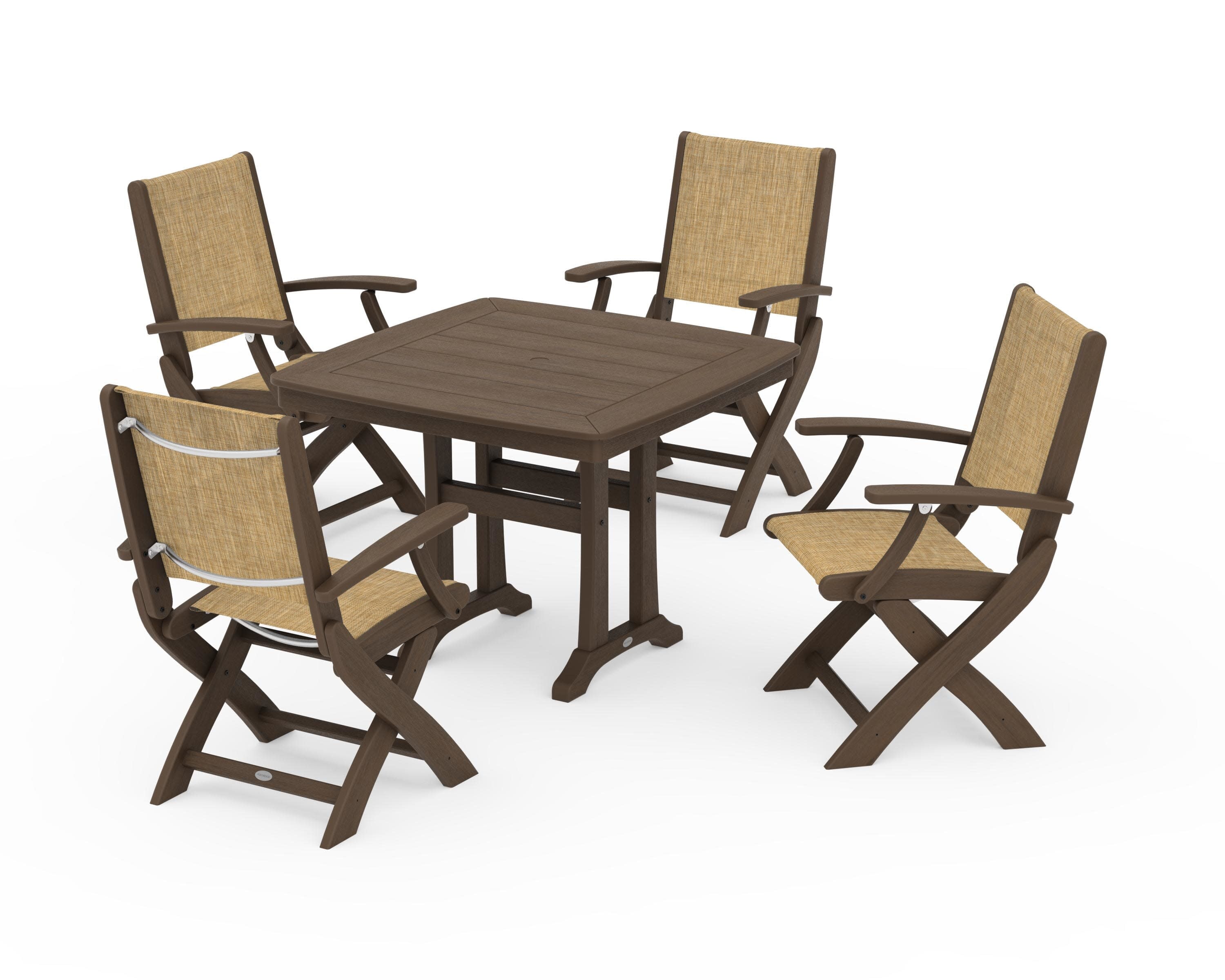 Coastal Folding Chair 5-Piece Dining Set with Trestle Legs - Image 128