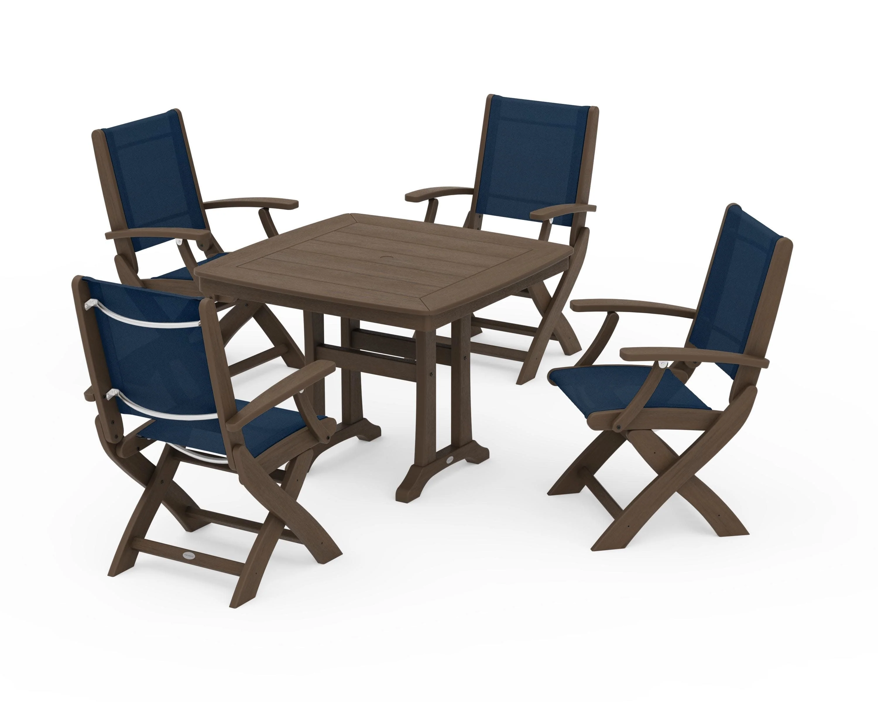 Coastal Folding Chair 5-Piece Dining Set with Trestle Legs - Image 129