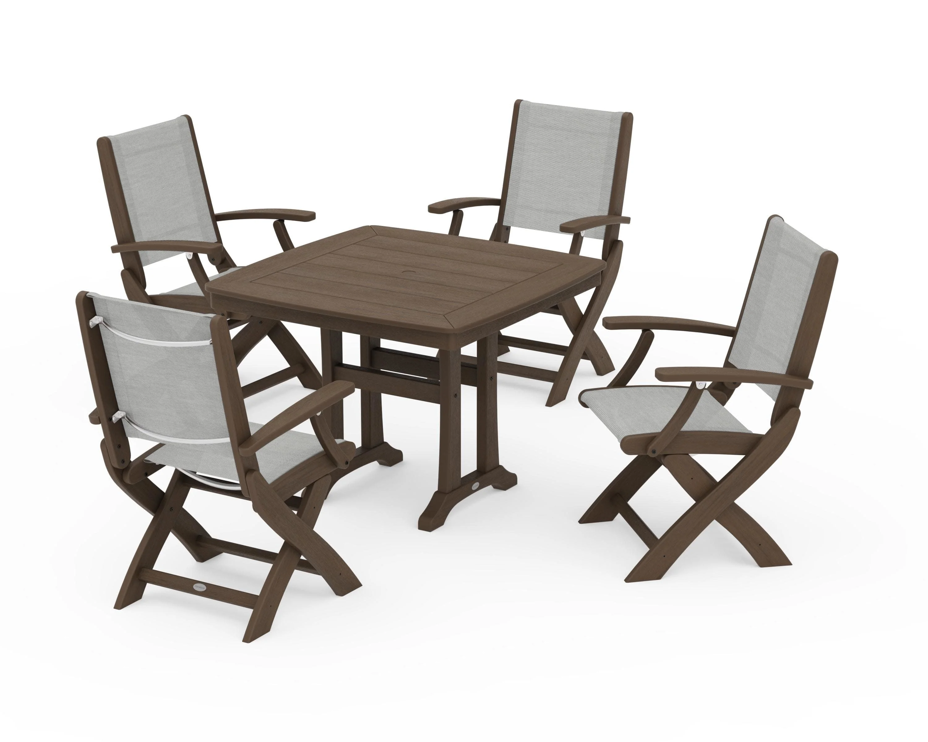 Coastal Folding Chair 5-Piece Dining Set with Trestle Legs - Image 131