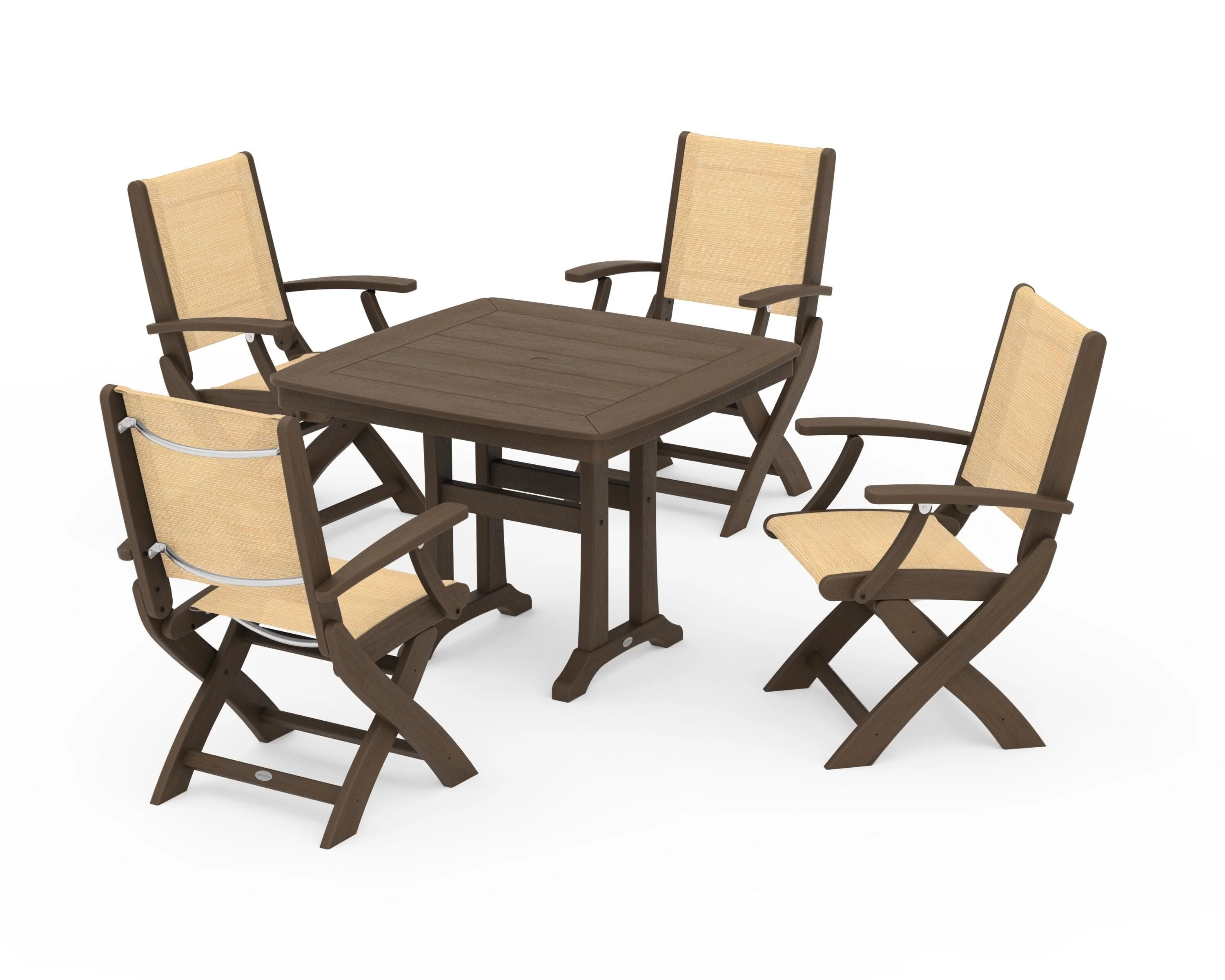 Coastal Folding Chair 5-Piece Dining Set with Trestle Legs - Image 132