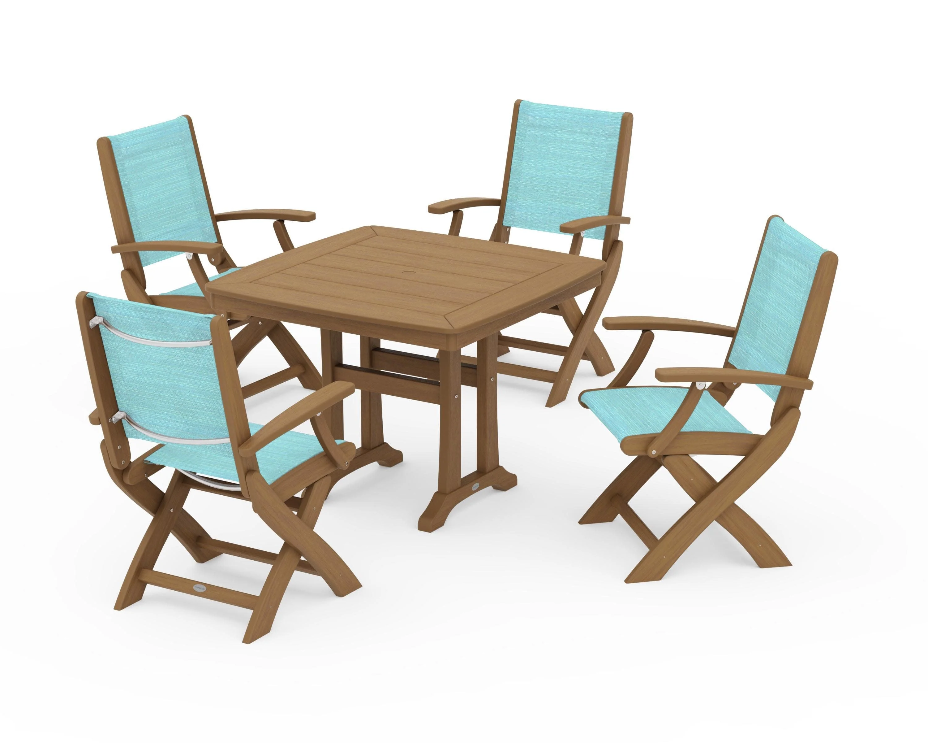 Coastal Folding Chair 5-Piece Dining Set with Trestle Legs - Image 133