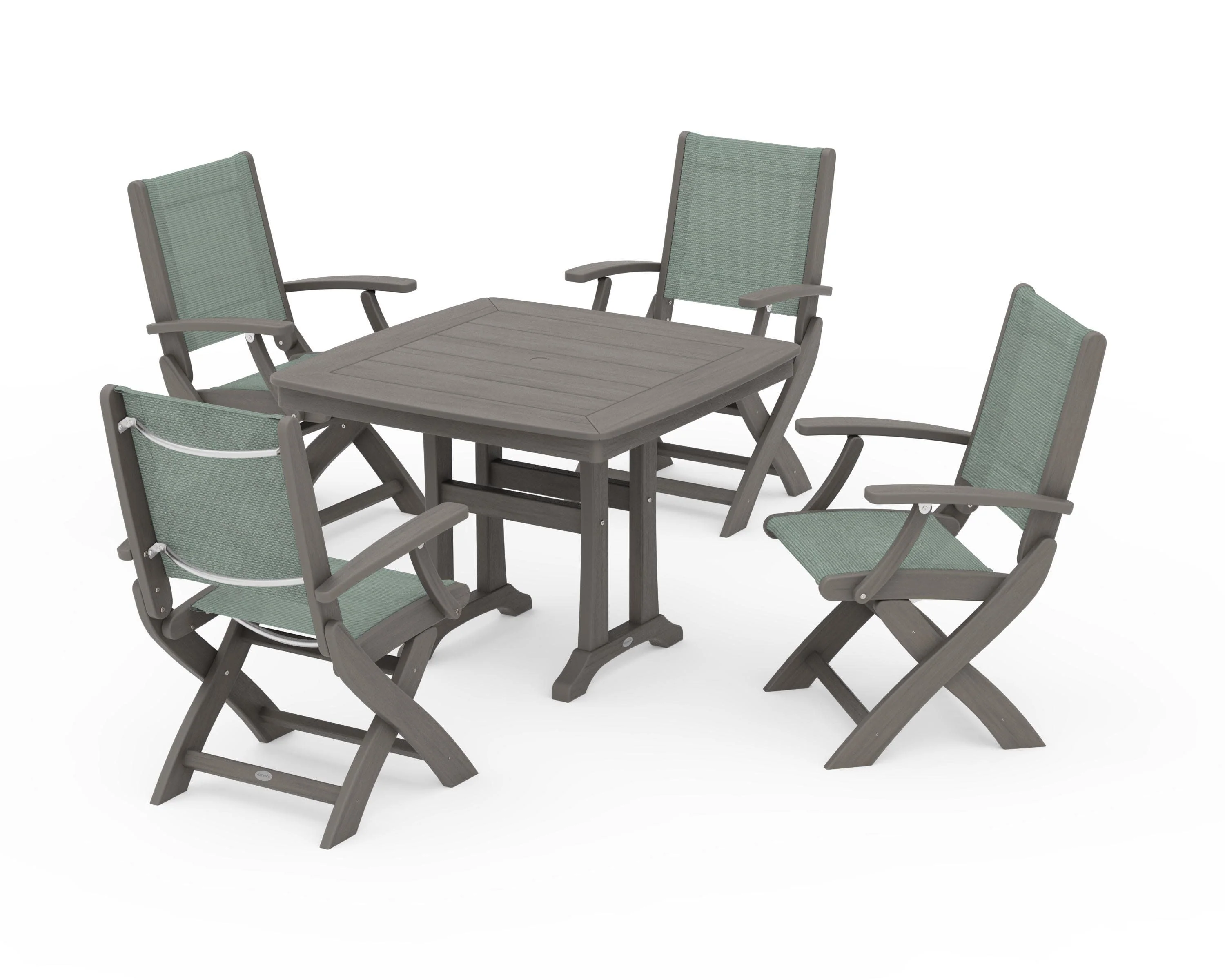 Coastal Folding Chair 5-Piece Dining Set with Trestle Legs - Image 135