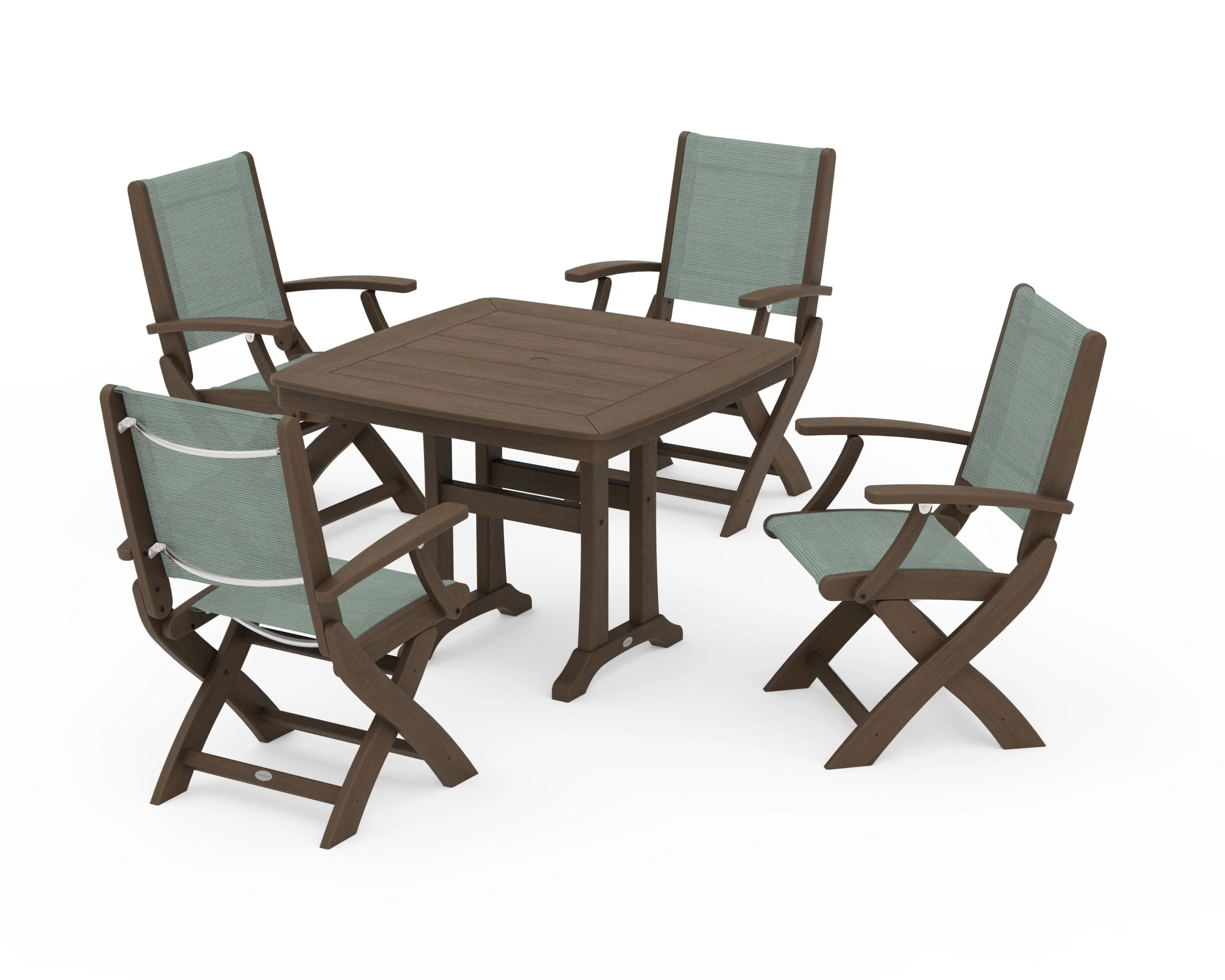 Coastal Folding Chair 5-Piece Dining Set with Trestle Legs - Image 136