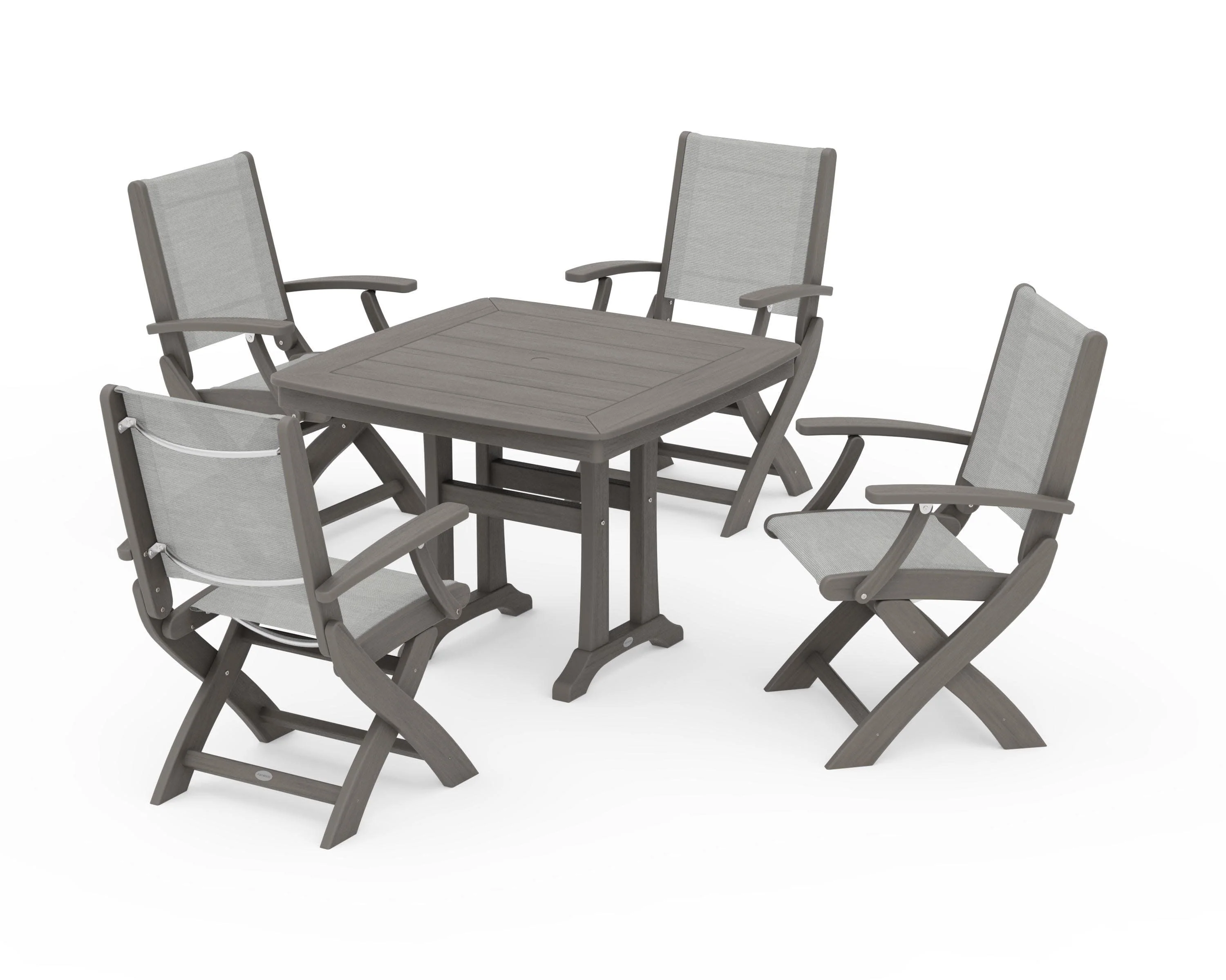 Coastal Folding Chair 5-Piece Dining Set with Trestle Legs - Image 137