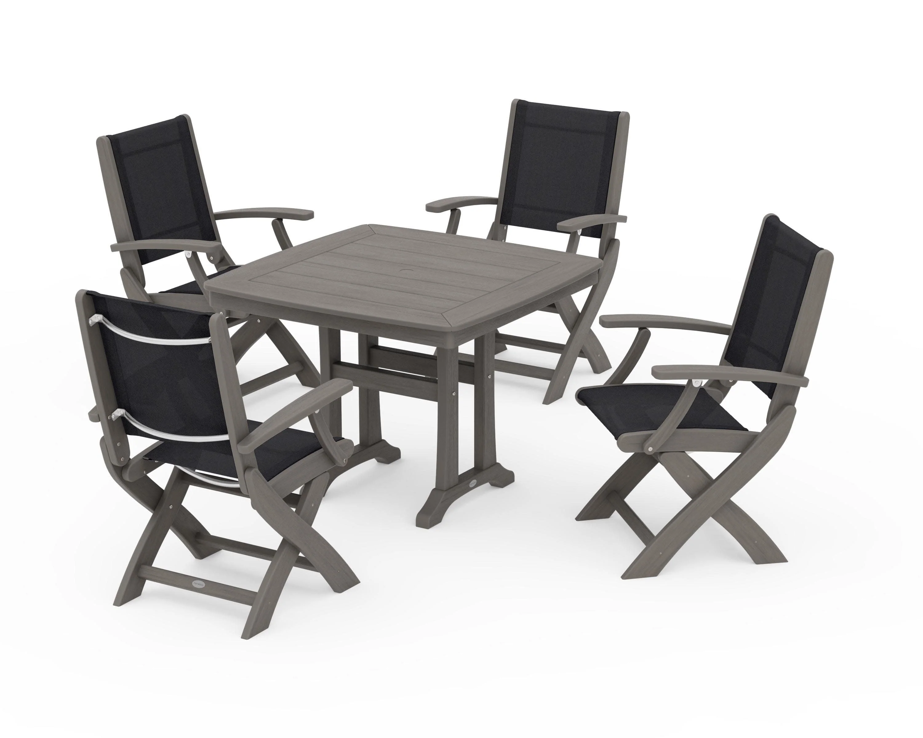 Coastal Folding Chair 5-Piece Dining Set with Trestle Legs - Image 138