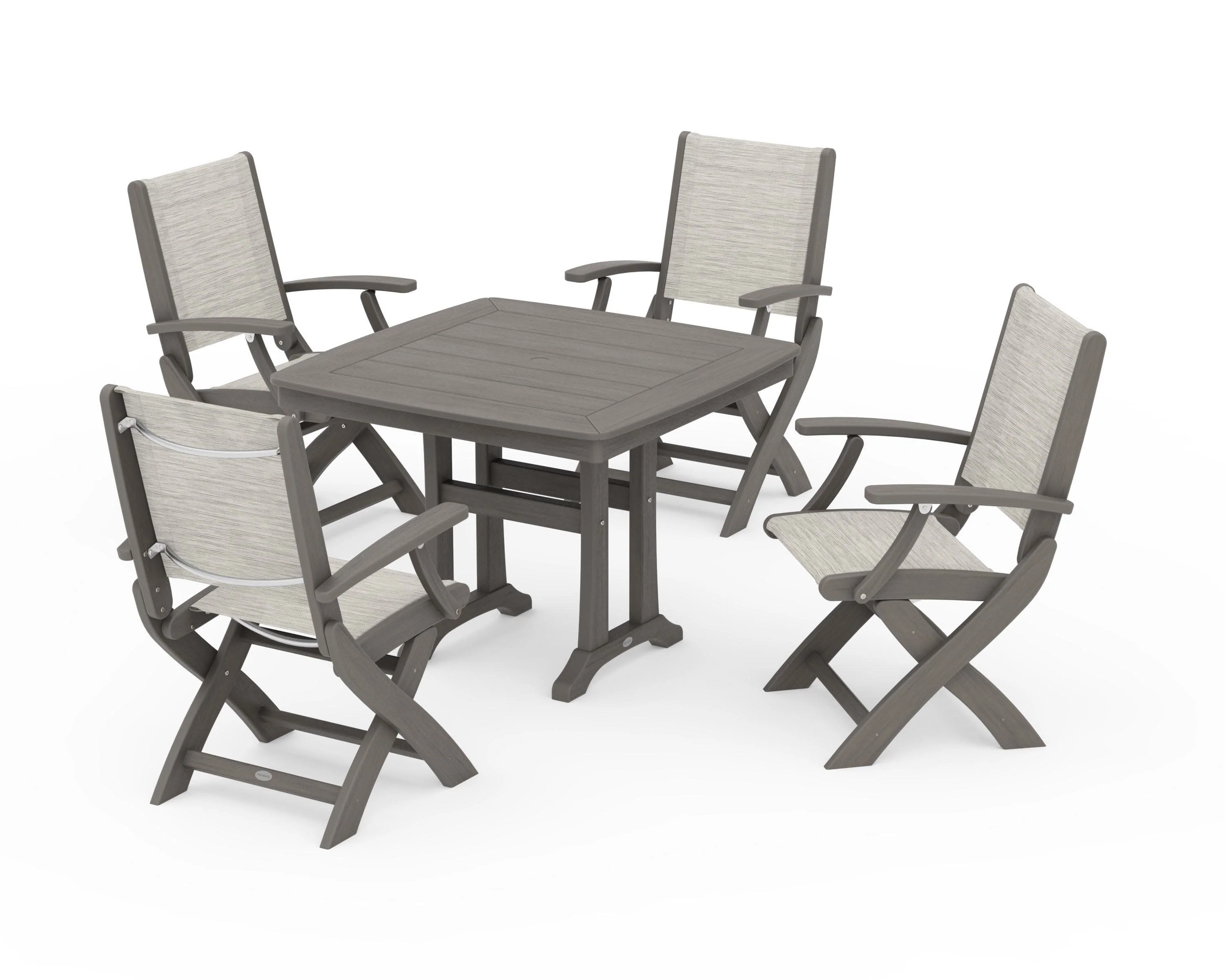 Coastal Folding Chair 5-Piece Dining Set with Trestle Legs - Image 139