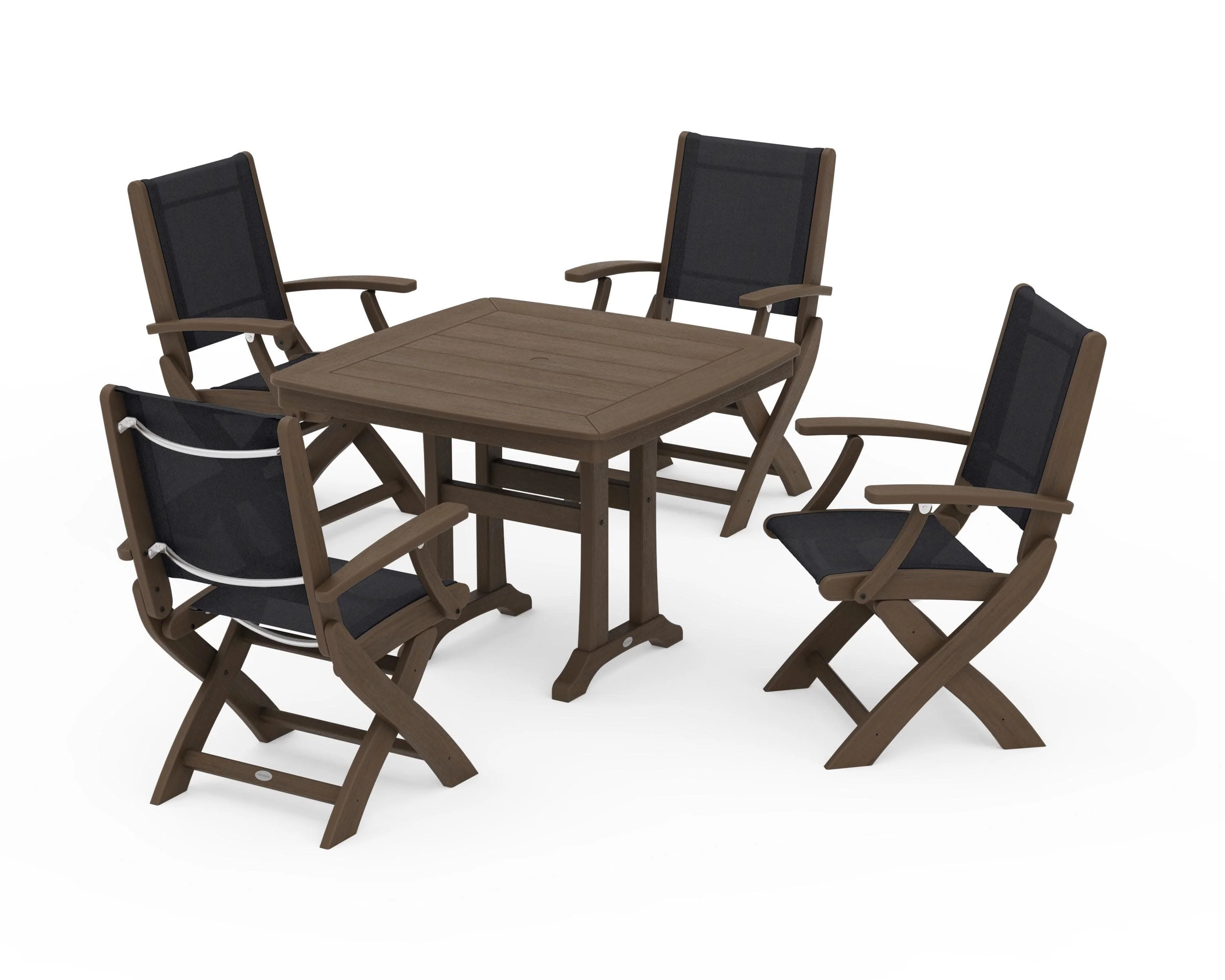 Coastal Folding Chair 5-Piece Dining Set with Trestle Legs - Image 141