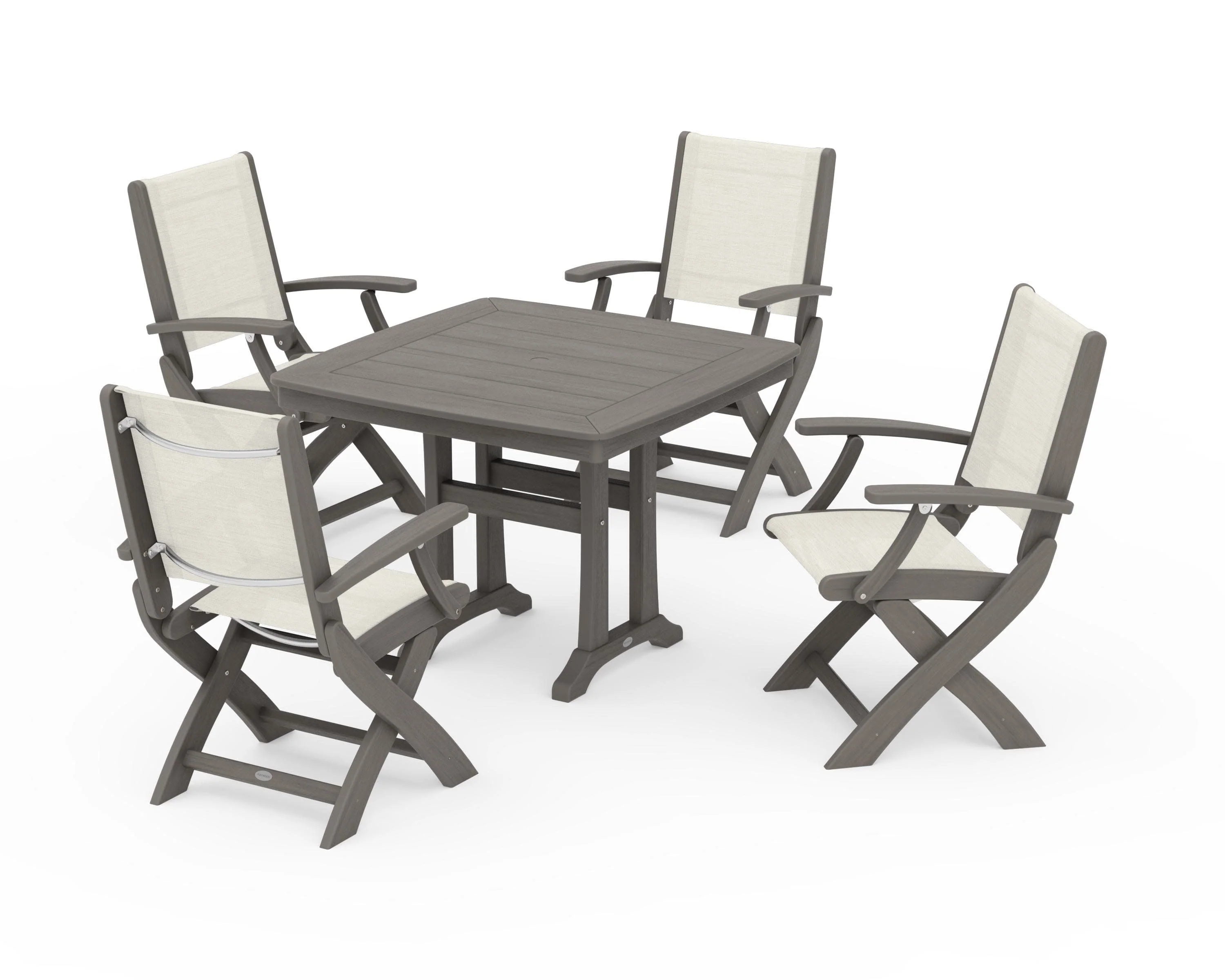 Coastal Folding Chair 5-Piece Dining Set with Trestle Legs - Image 142