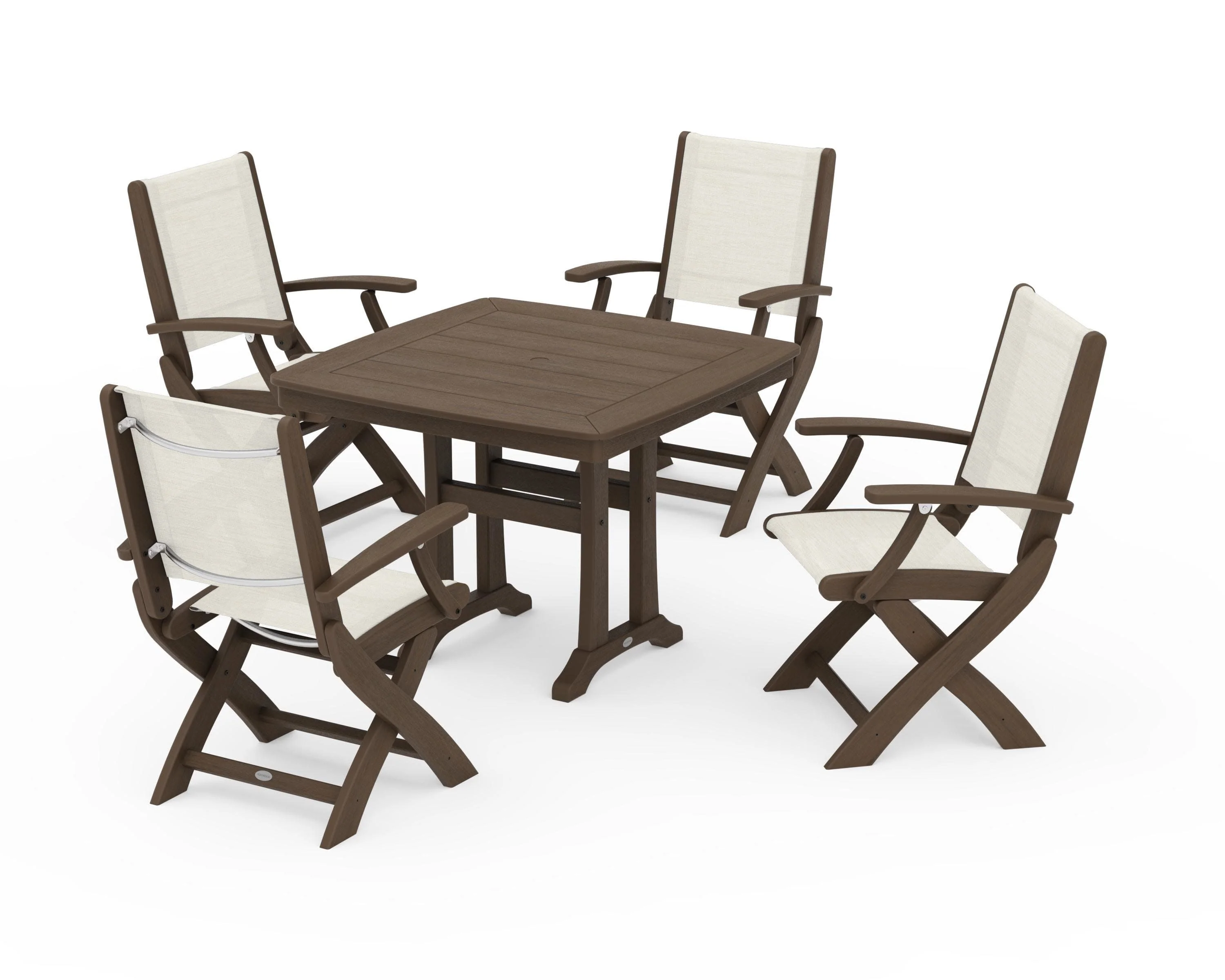 Coastal Folding Chair 5-Piece Dining Set with Trestle Legs - Image 143